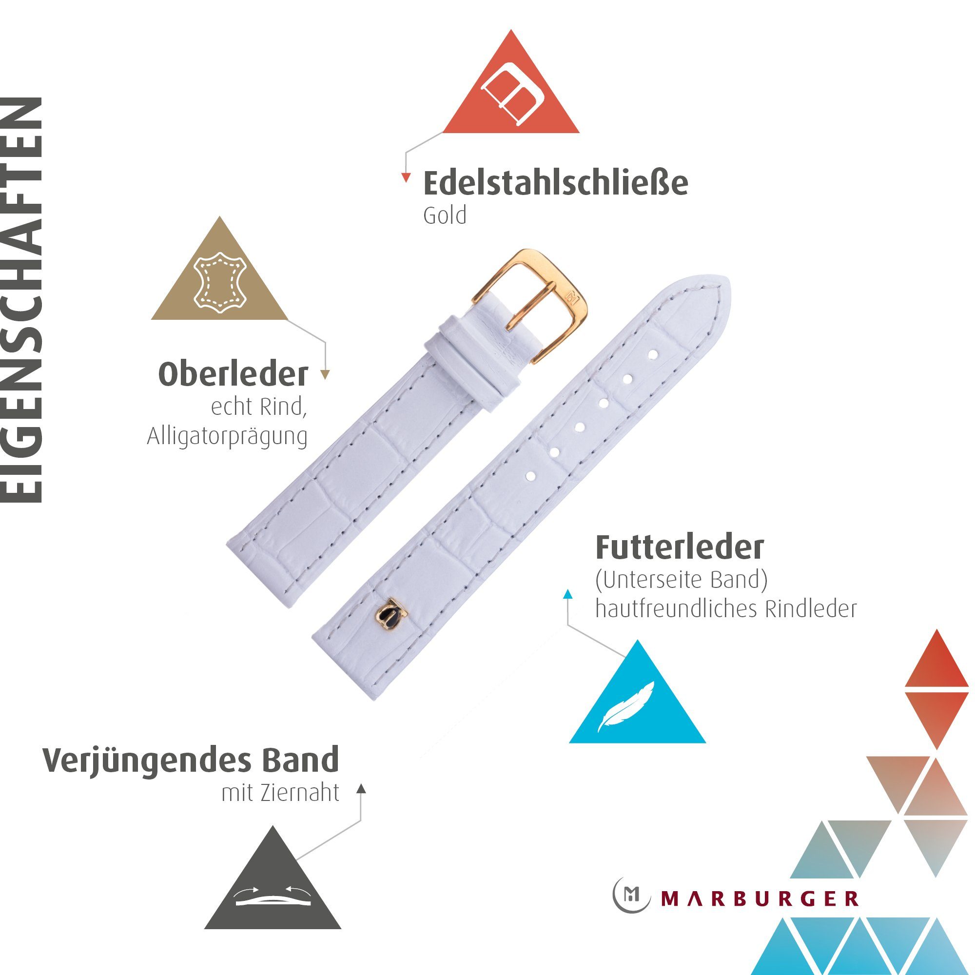 MARBURGER Uhrenarmband 18mm Leder Alligator Prägung günstig online kaufen