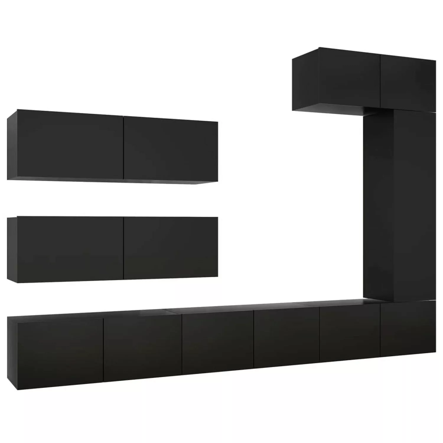 vidaXL TV-Schrank 7-tlg TV-Schrank-Set Schwarz Spanplatte günstig online kaufen