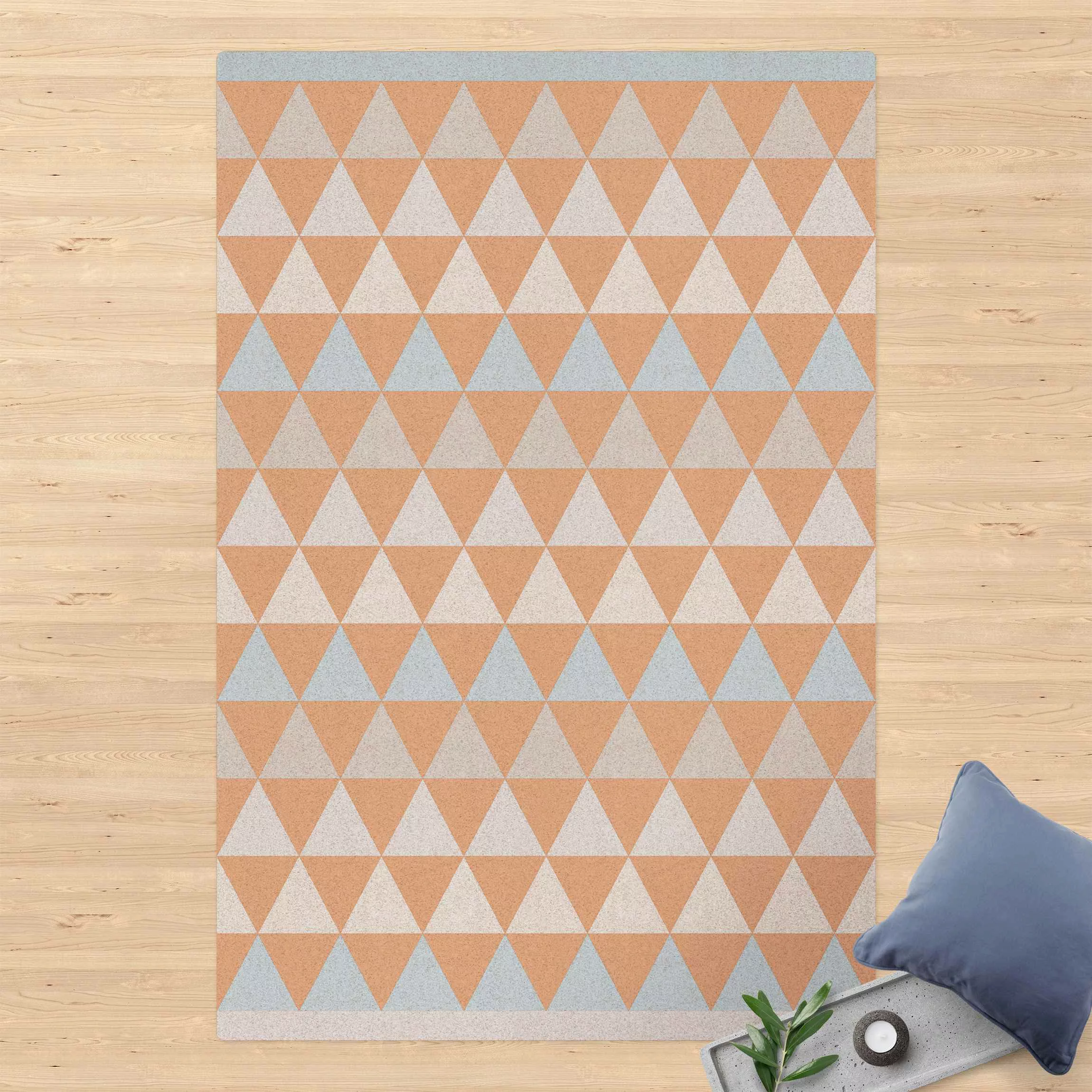 Kork-Teppich Geometrisches Muster Dreiecke mit Balken günstig online kaufen