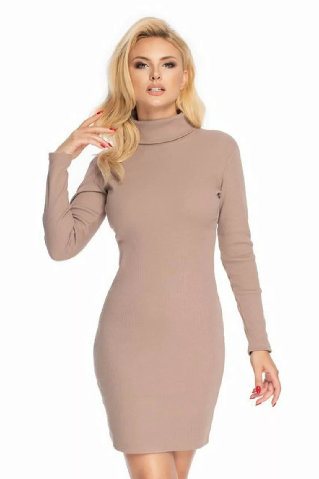 PeeKaBoo Minikleid geripptes Kleid Schlauchkleid mit Rollkragen günstig online kaufen