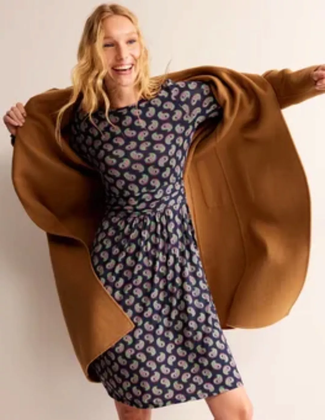 Abigail Jersey-Kleid Damen Boden, Marineblau, Paisley-Muster günstig online kaufen