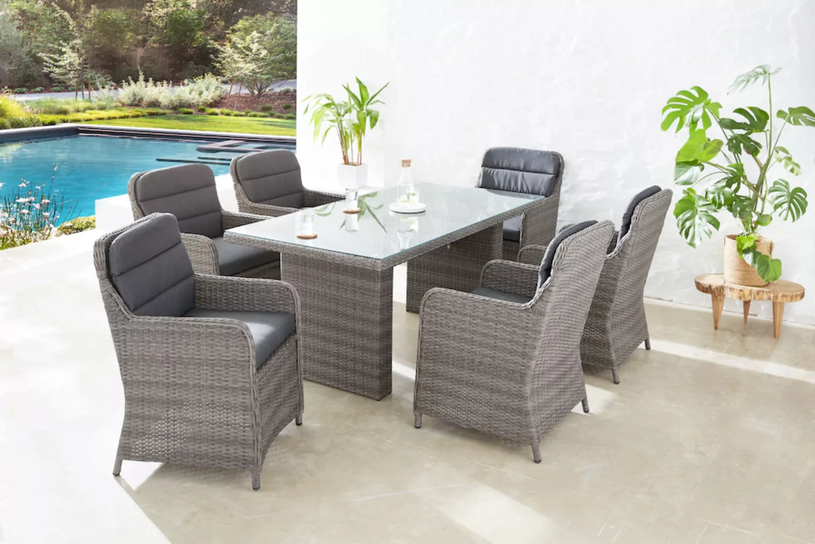 KONIFERA Garten-Essgruppe "Kairo", (19 tlg., 6x Sessel, 1x Tisch 180x90x74 günstig online kaufen