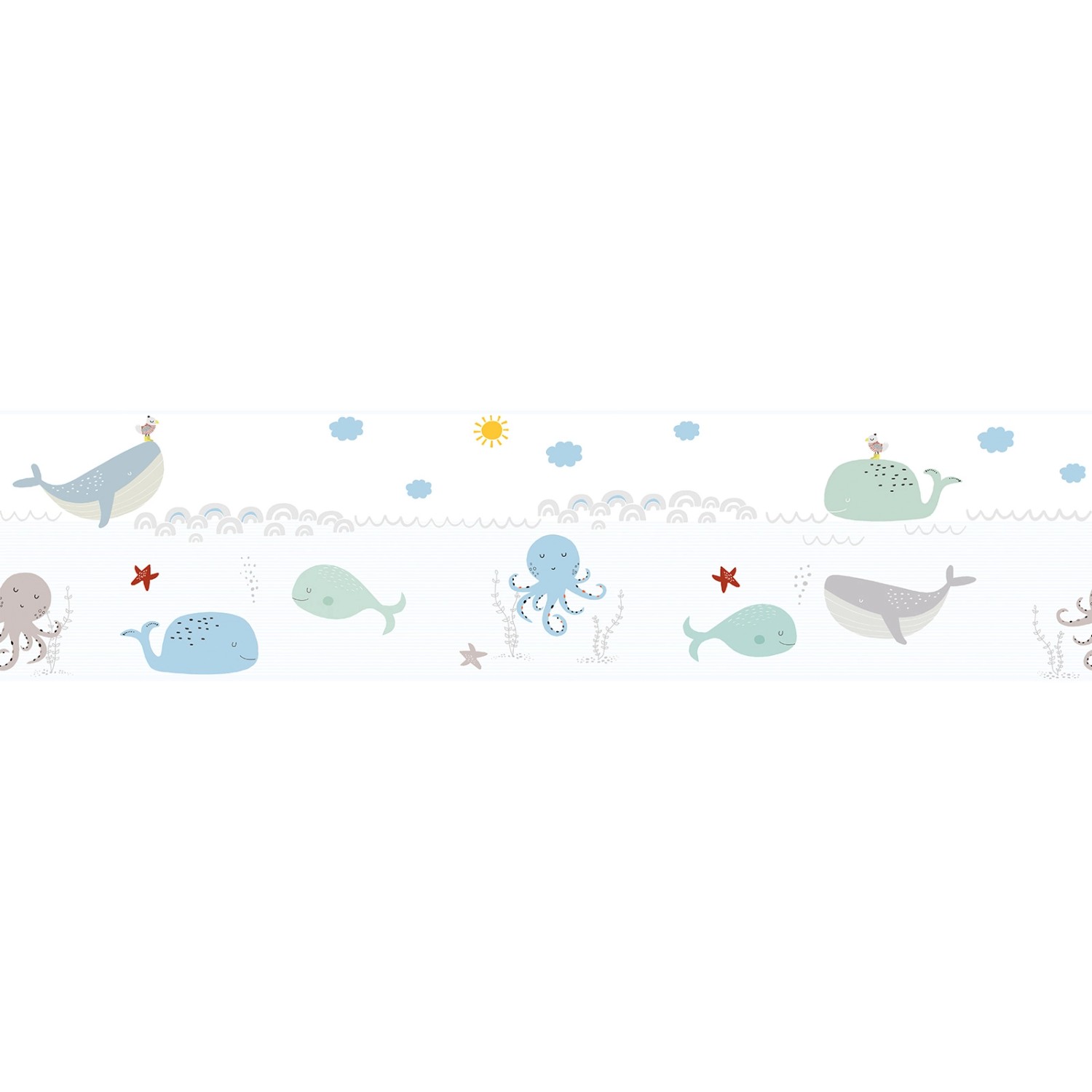 Bricoflor Wal Tapete für Kinderzimmer in Hellblau unterwasserwelt  Kinderta günstig online kaufen