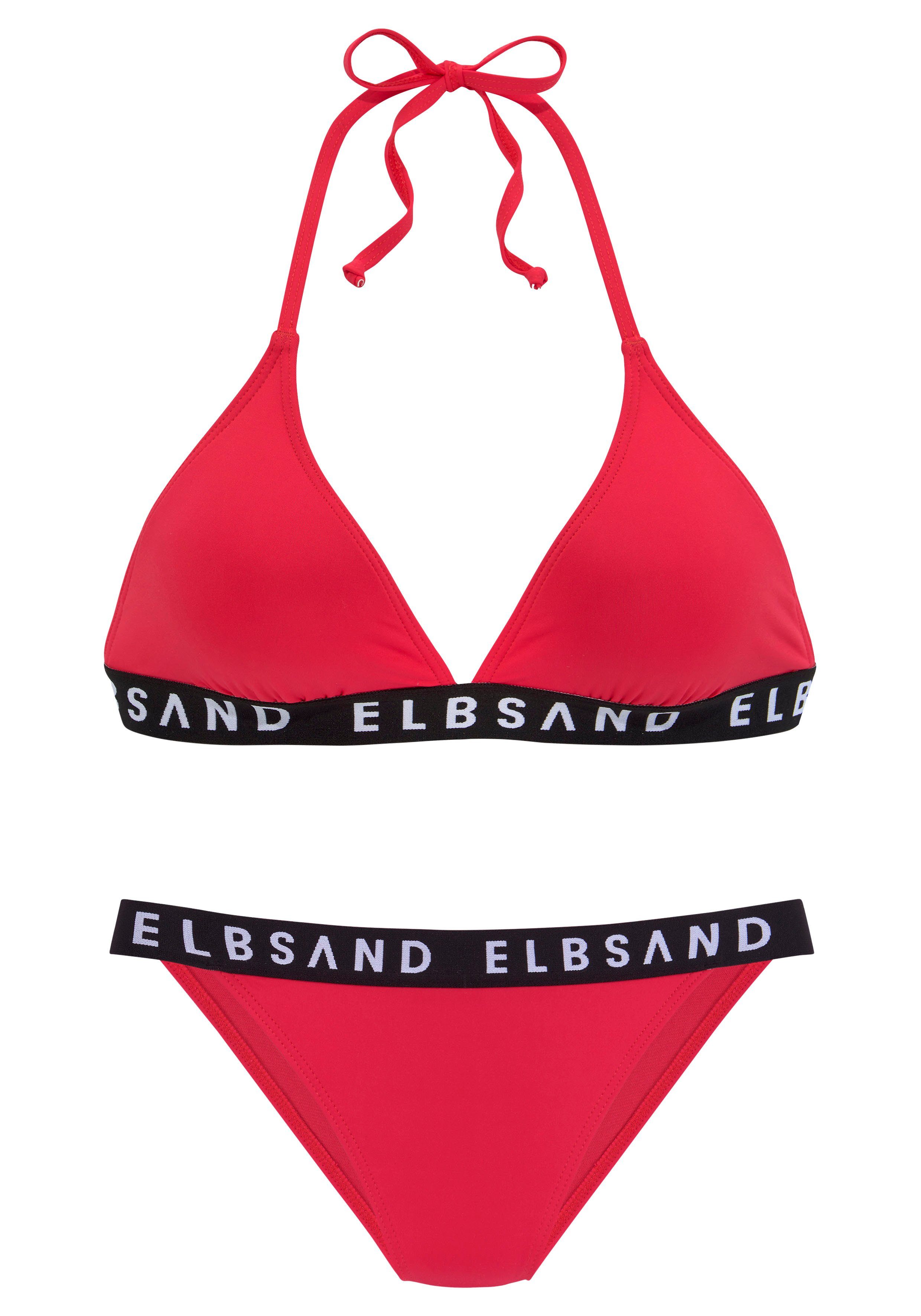 Elbsand Triangel-Bikini mit Markenschriftzügen in Kontrastfarbe günstig online kaufen