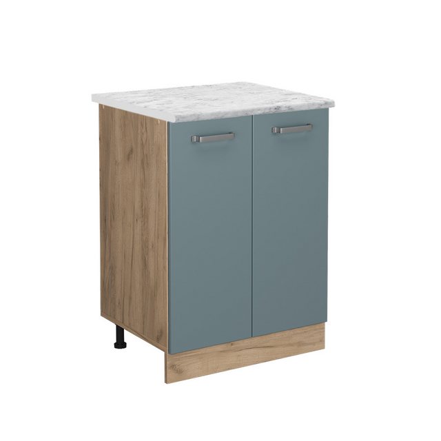 Vicco Unterschrank R-Line, Blau-Grau/Goldkraft Eiche, 60 cm AP Marmor günstig online kaufen