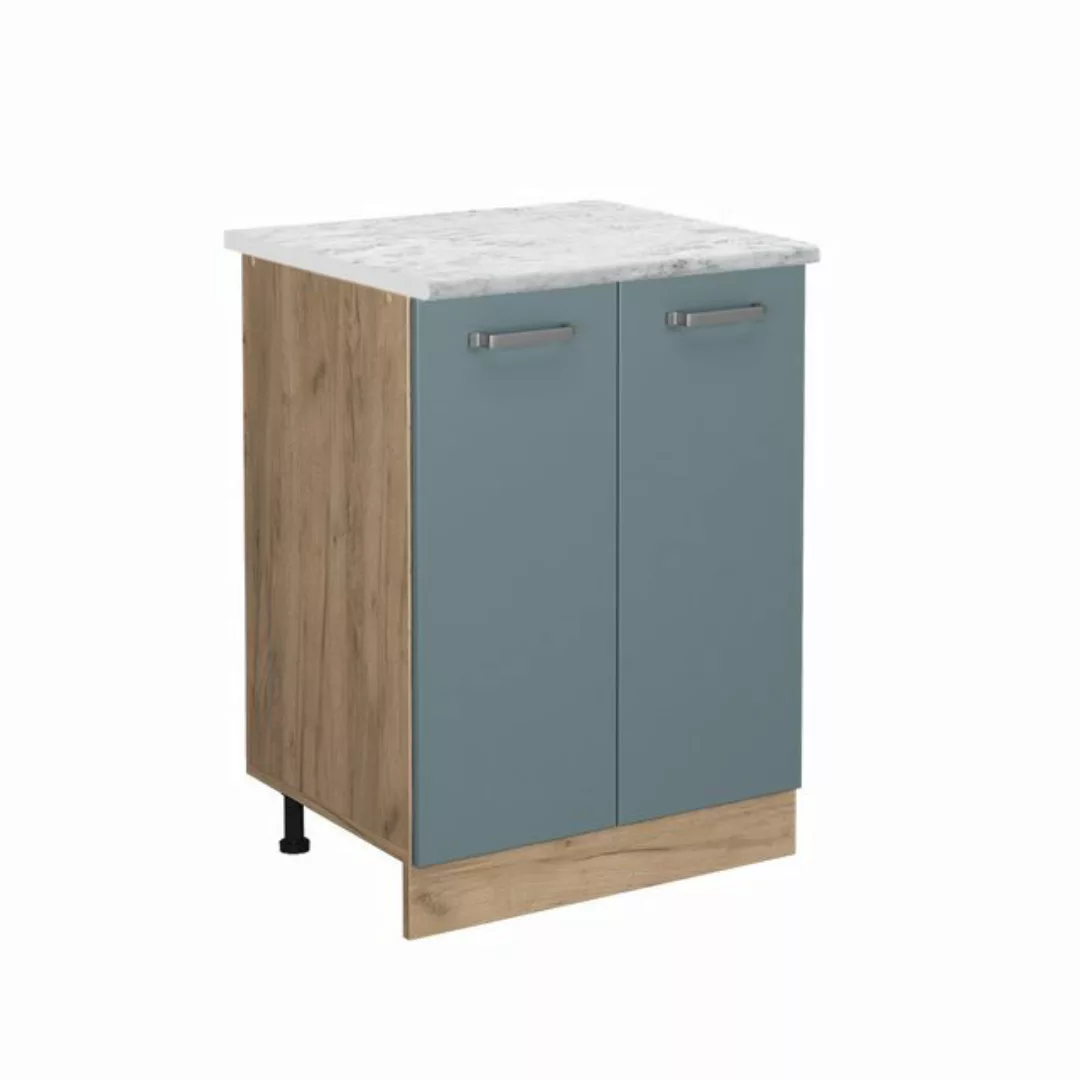 Vicco Unterschrank R-Line, Blau-Grau/Goldkraft Eiche, 60 cm AP Marmor günstig online kaufen