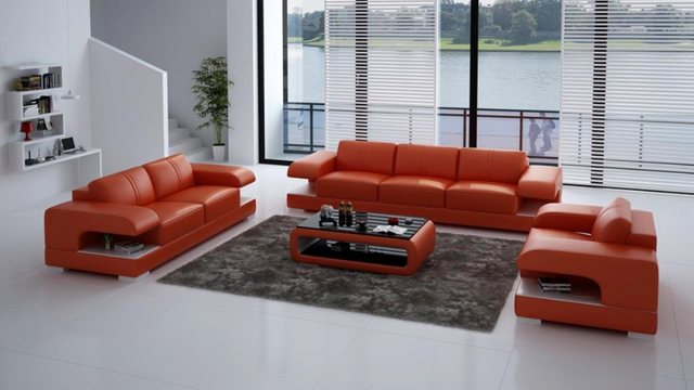 JVmoebel Sofa Ledersofa Wohnlandschaft Garnitur Design Sofagarnitur 3+2+1, günstig online kaufen