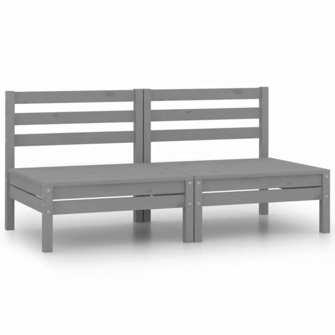 vidaXL Loungesofa 2-Sitzer-Gartensofa Grau Kiefer Massivholz, 1 Teile günstig online kaufen