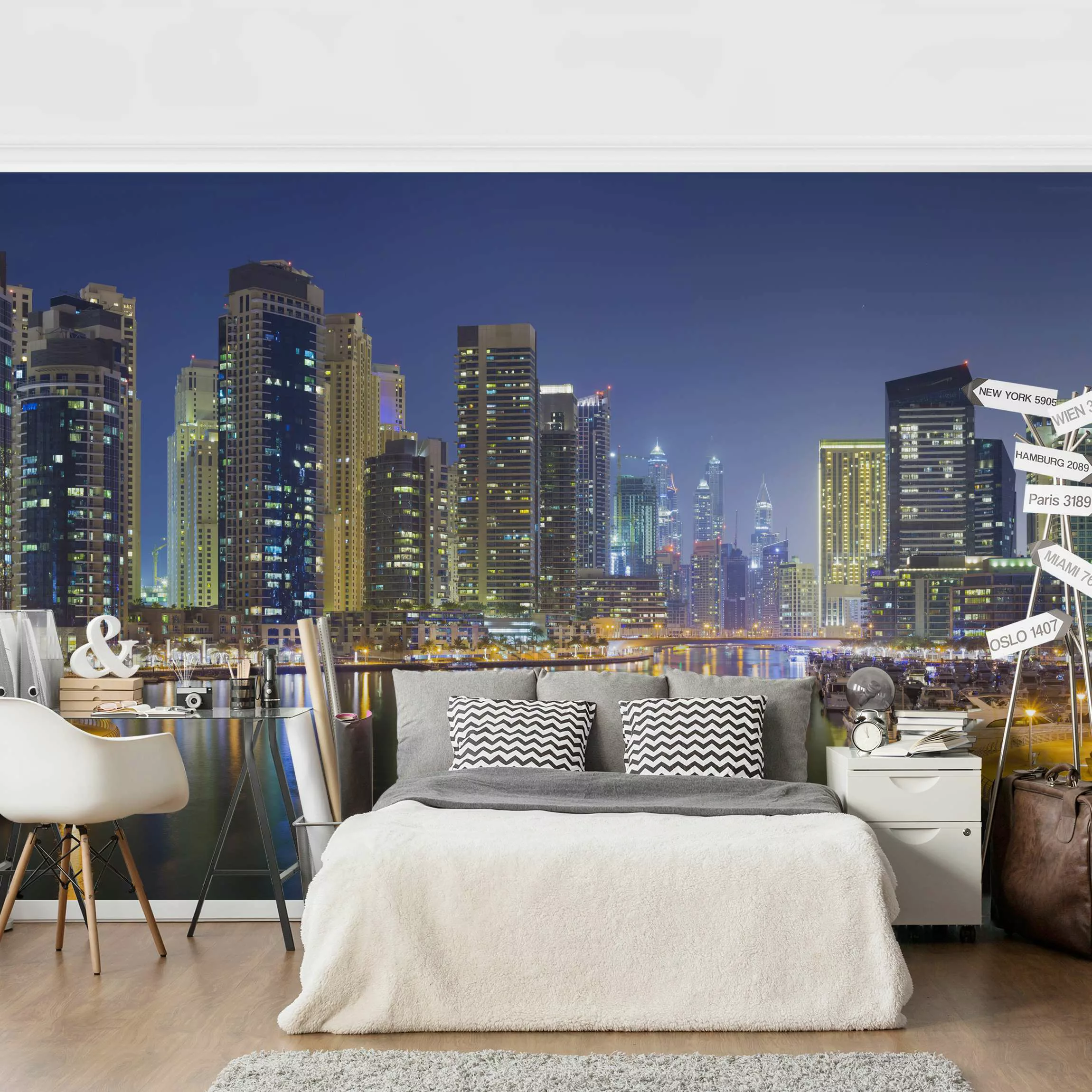 Fototapete Dubai Nacht Skyline günstig online kaufen