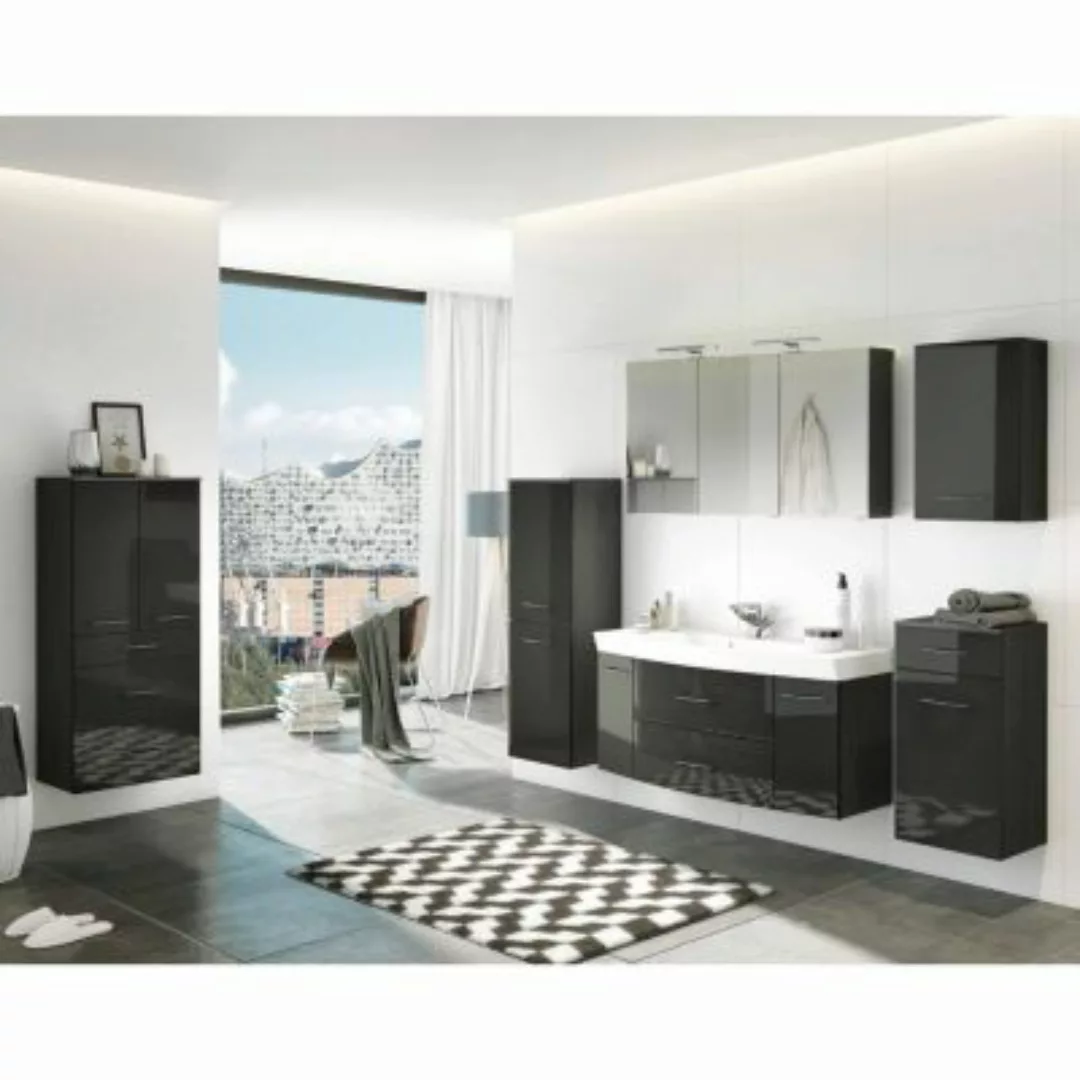 Lomadox Komplett Badmöbel Set mit 120cm Waschtisch FLORIDO-03 in Hochglanz günstig online kaufen