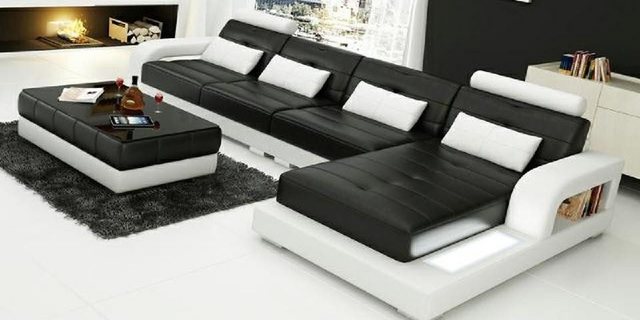 JVmoebel Ecksofa LEDERSOFA SOFA ECKCOUCH USB SOFAGARNITUR COUCH WOHNLANDSCH günstig online kaufen