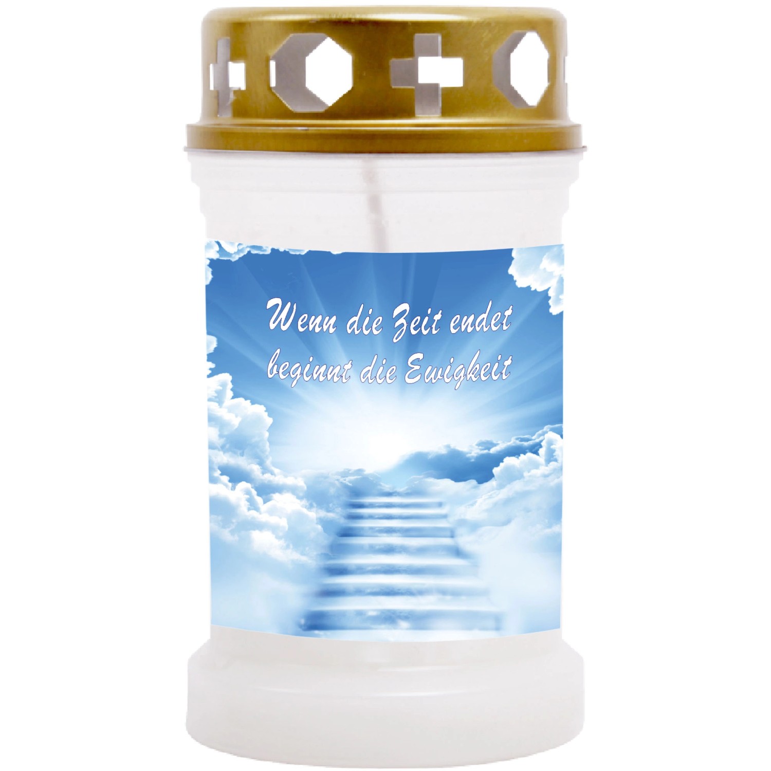 HS Candle Grabkerze Weiß 40h Inkl. Deckel Gold Treppe günstig online kaufen