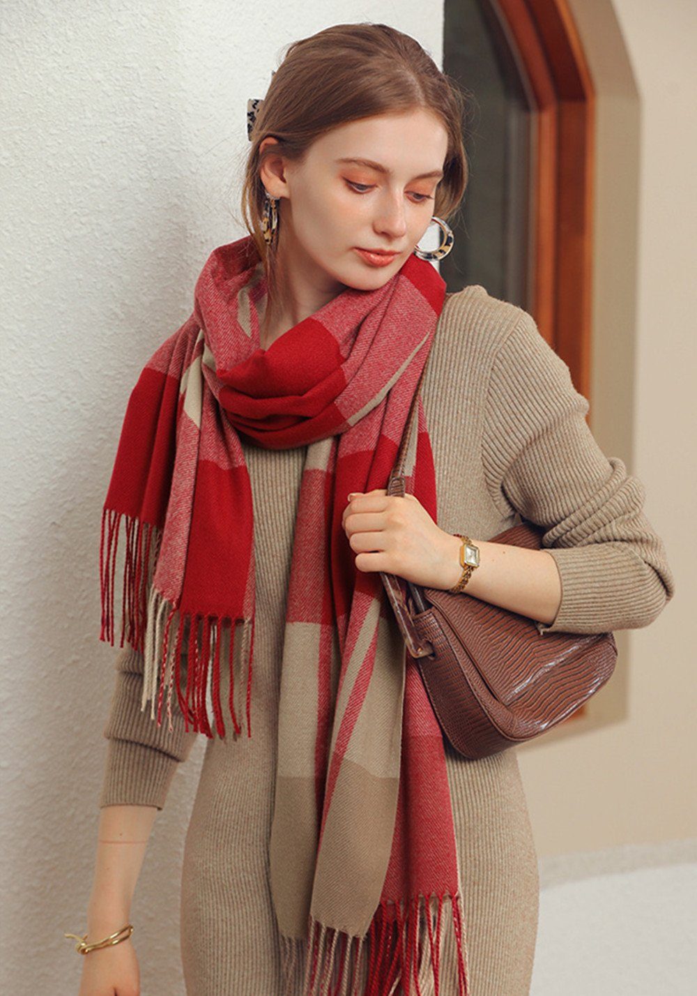 XDeer Wollschal Damen Schal,kuschelweich Karo,Winter Schal günstig online kaufen
