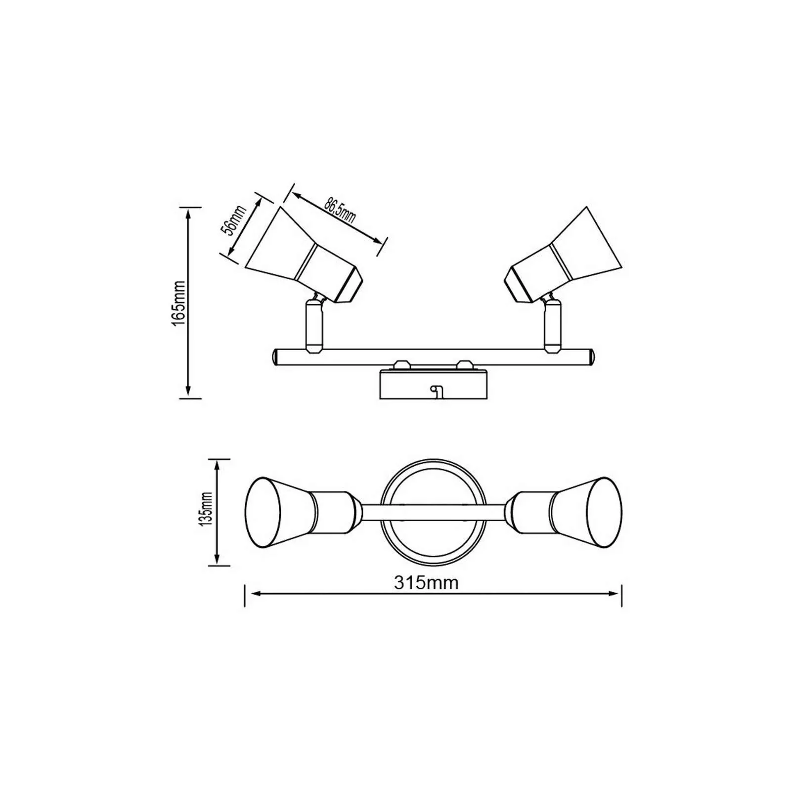 LED-Deckenstrahler Sanny, eisen/chrom, Breite 31,5 cm Metall günstig online kaufen