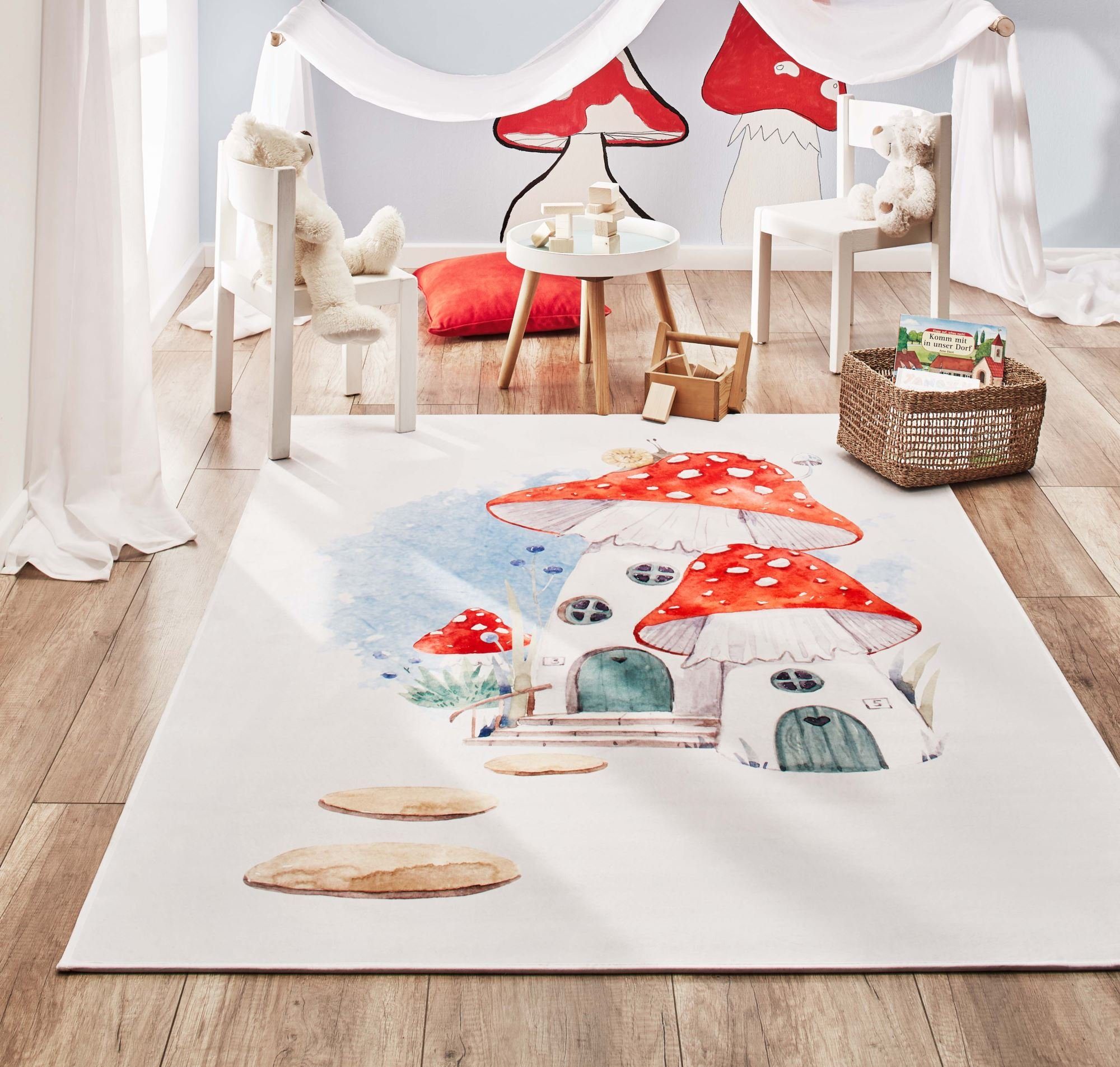 Steffensmeier Kinderteppich Sweet Dreams Pilzhaus, Rechteckig, günstig online kaufen