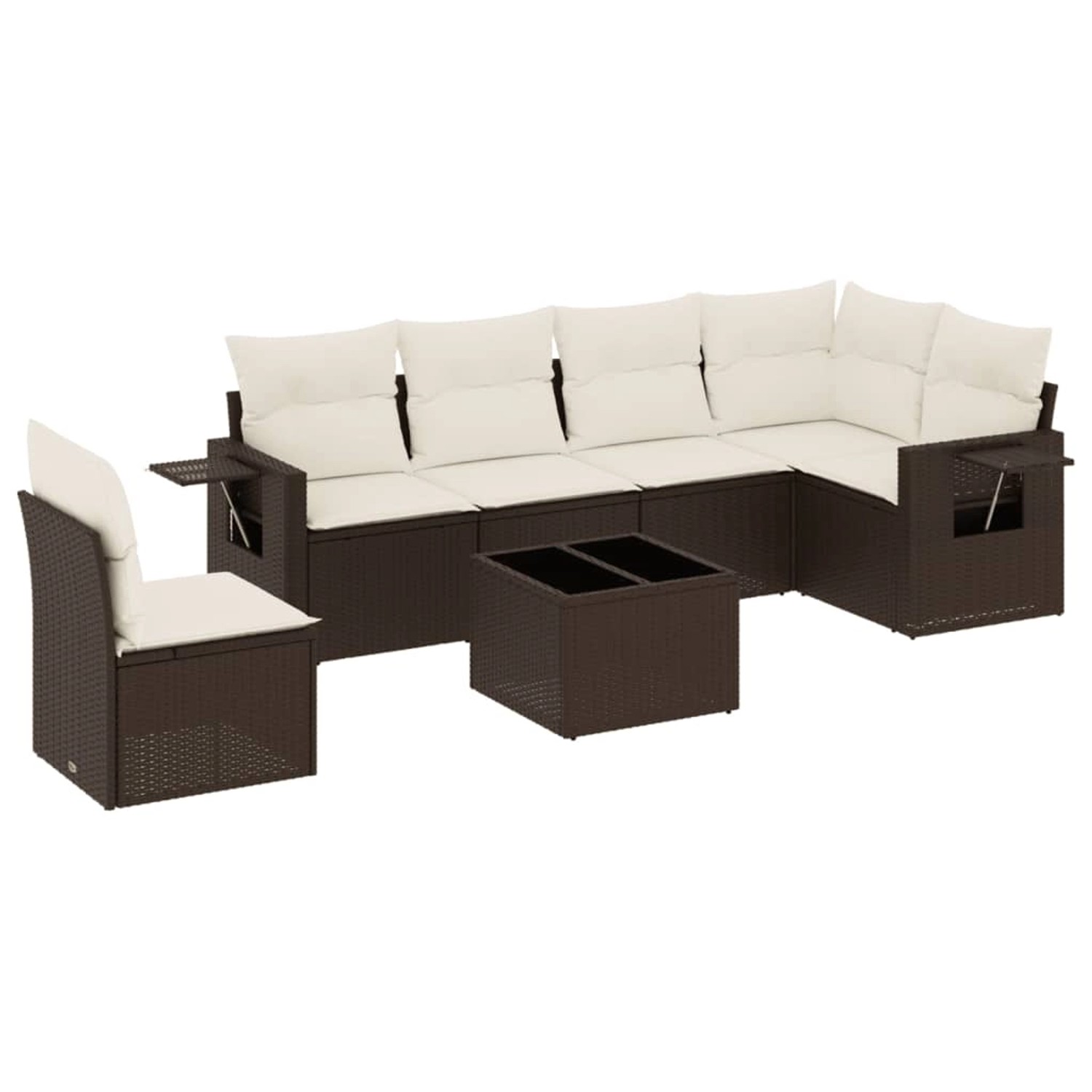 vidaXL 7-Tlg Garten-Sofagarnitur mit Kissen Braun Poly Rattan 3252580 günstig online kaufen