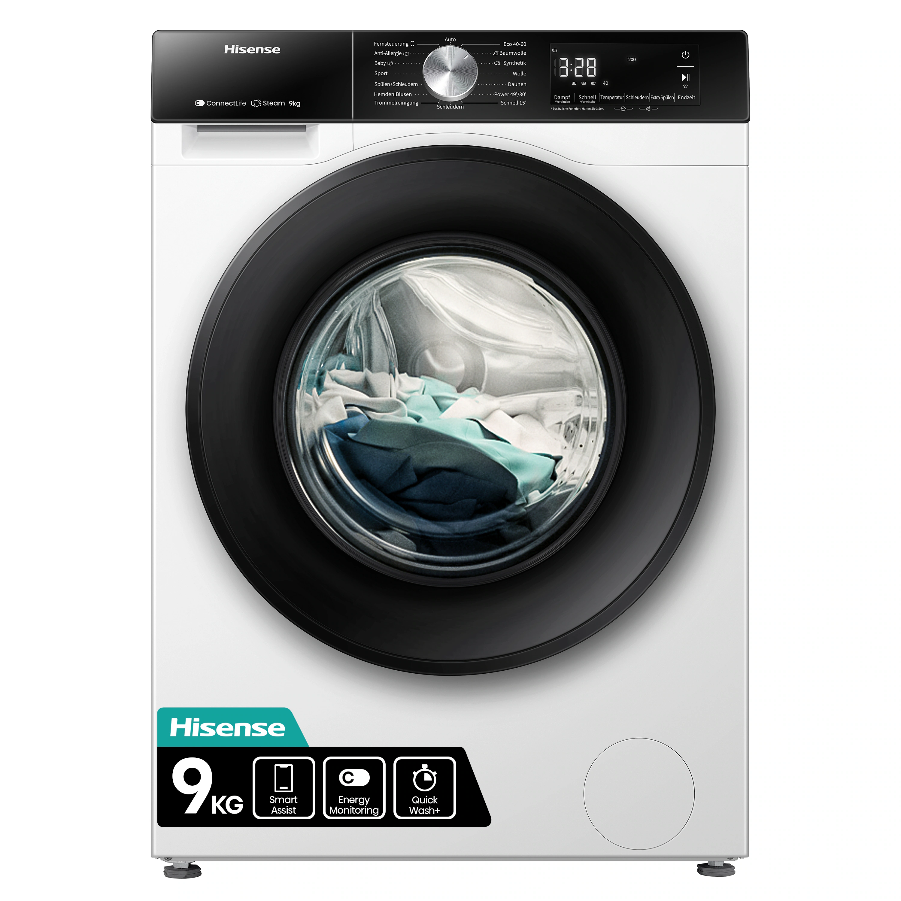 Hisense Waschmaschine »WF3S9043B«, WF3S9043BW3, 9 kg, 1400 U/min, Wifi-Conn günstig online kaufen