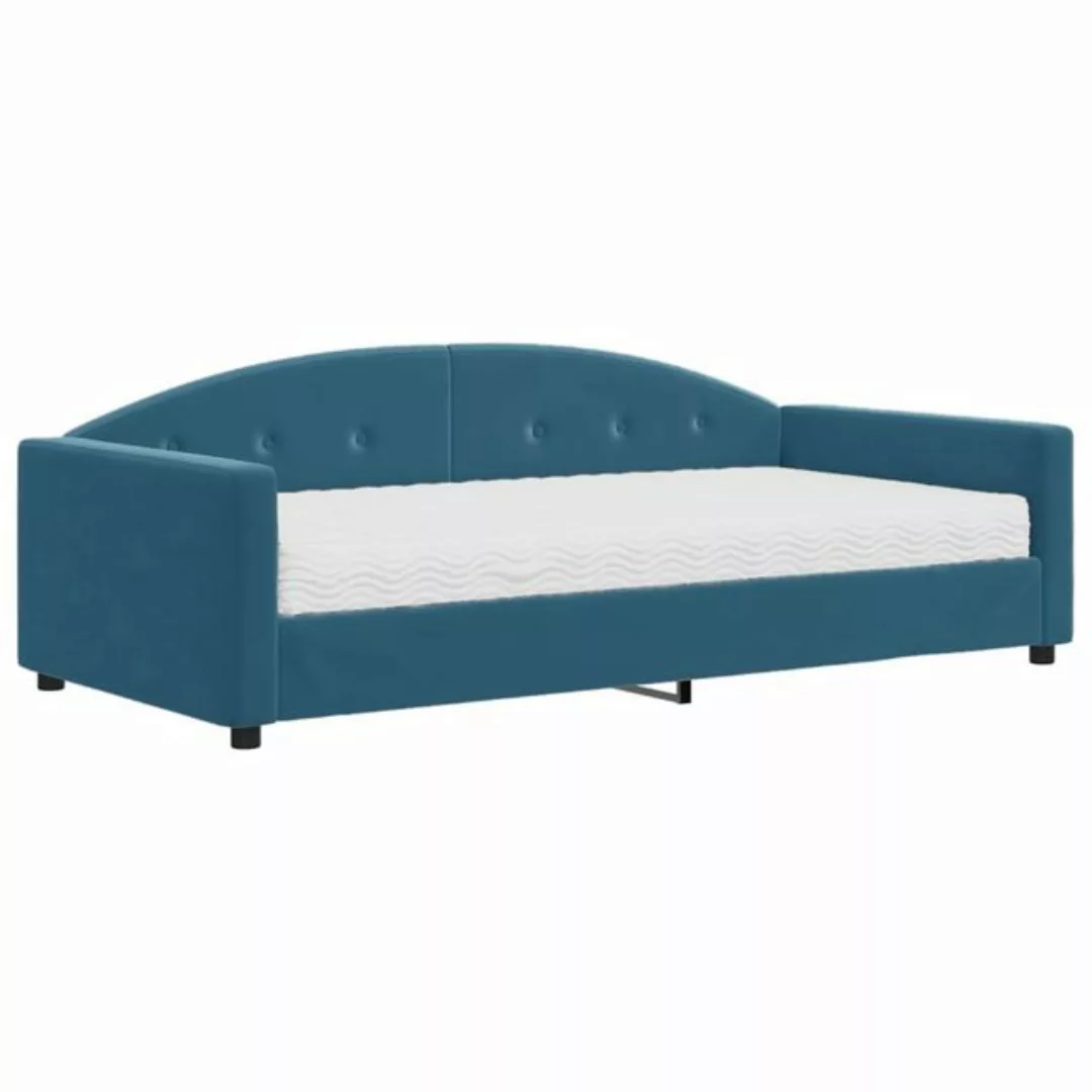 vidaXL Gästebett Gästebett Tagesbett mit Matratze Blau 100x200 cm Samt Bett günstig online kaufen