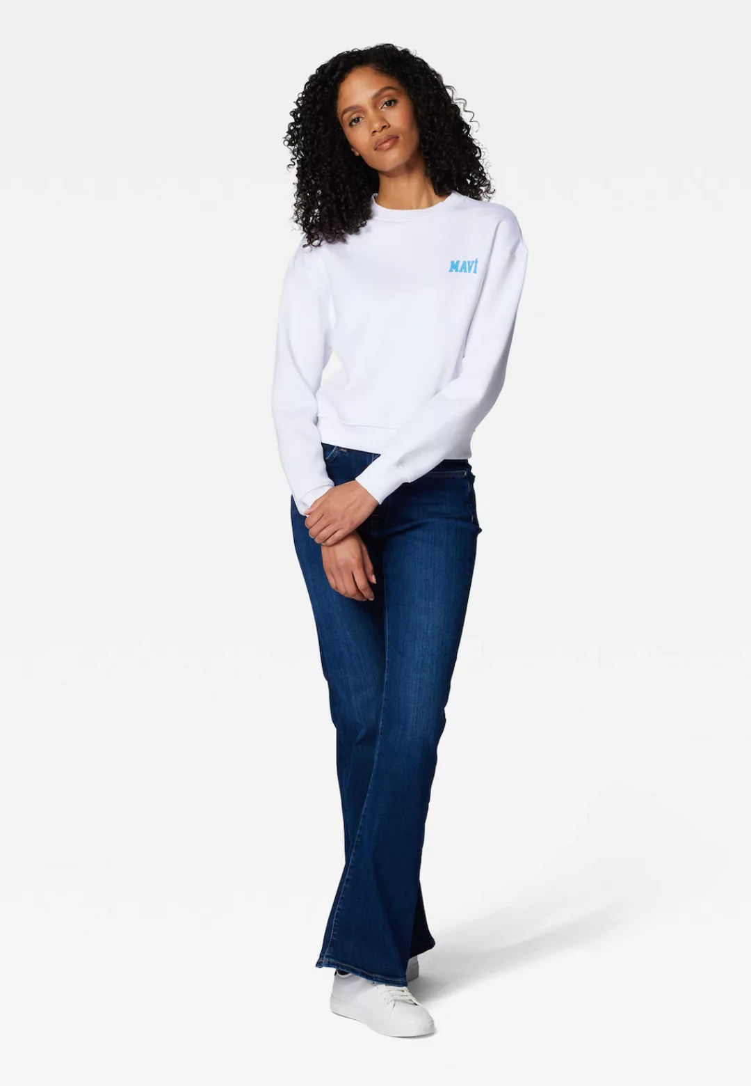 Mavi Rundhalspullover "LOGO SHORT SWEATSHIRT", Pullover mit Mavi Logo gestr günstig online kaufen