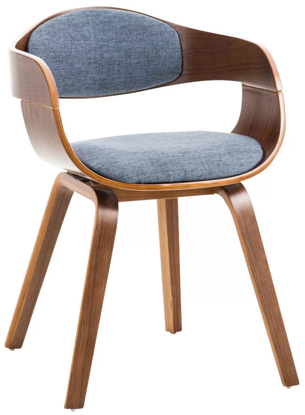 2er Set Stühle Kingston Stoff Walnuss/blau günstig online kaufen