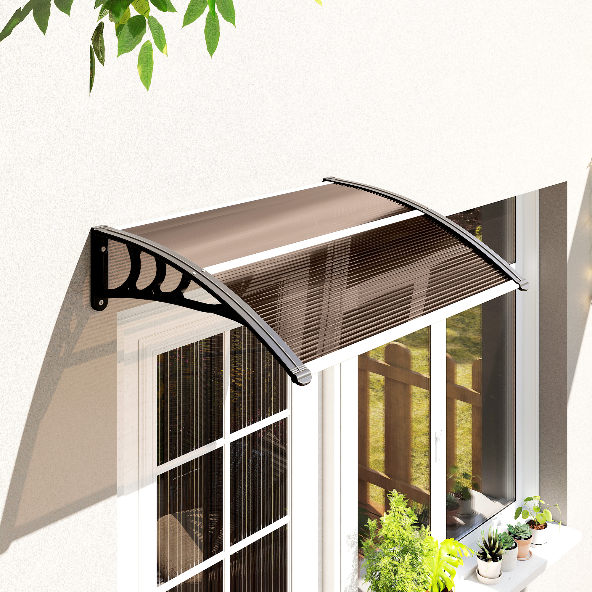 Outsunny Vordach Haustür  Überdachung Pultvordach aus Polycarbonat, Wetterf günstig online kaufen