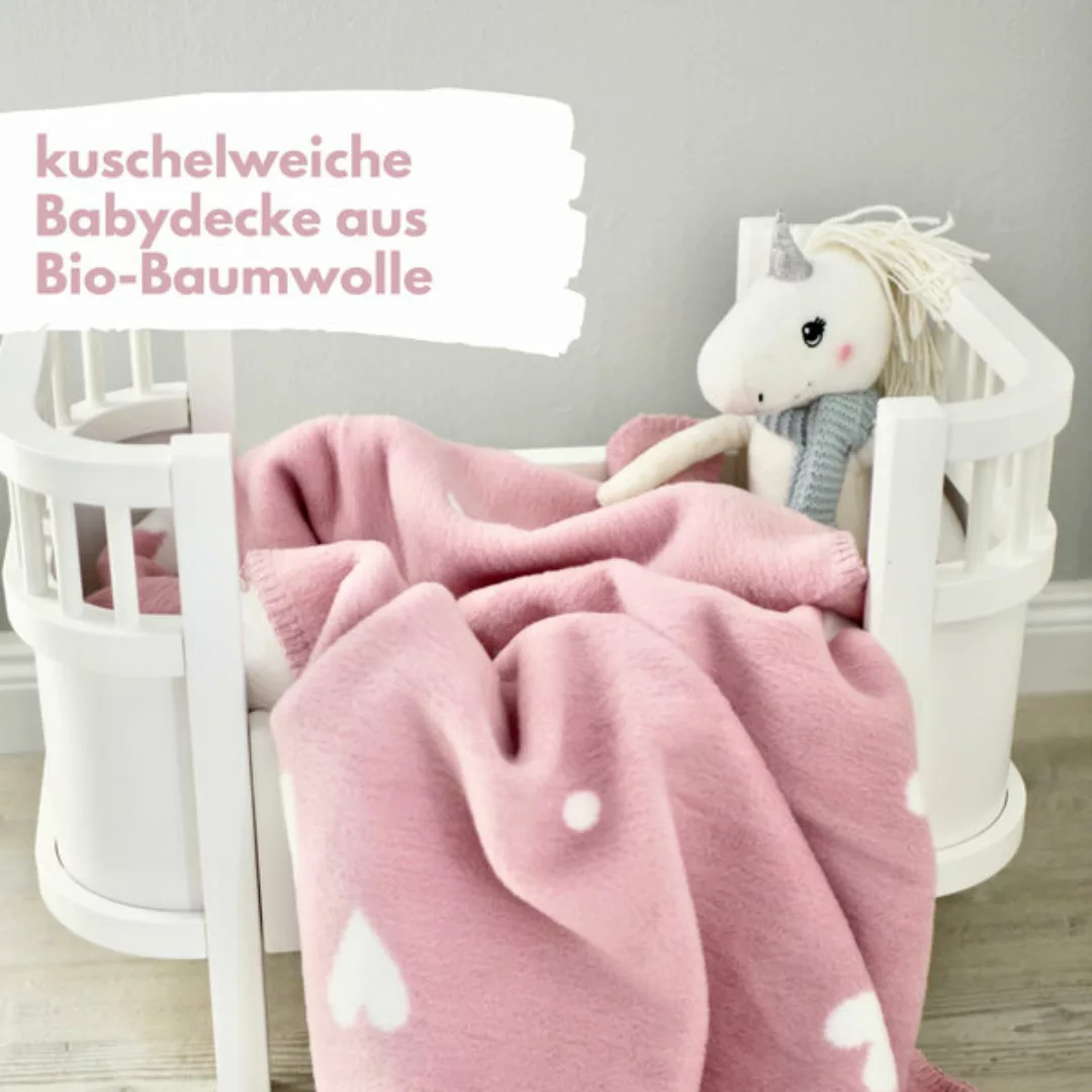Wolldecke Für Babys Aus 100% Bio-baumwolle - Babydecke Für Mädchen In Rosa günstig online kaufen