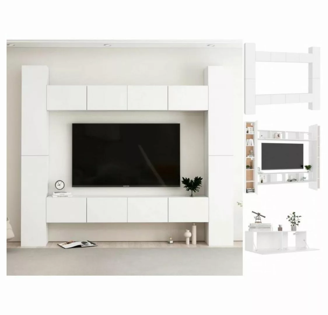 vidaXL Kleiderschrank 8-tlg TV-Schrank-Set Weiß Spanplatte günstig online kaufen