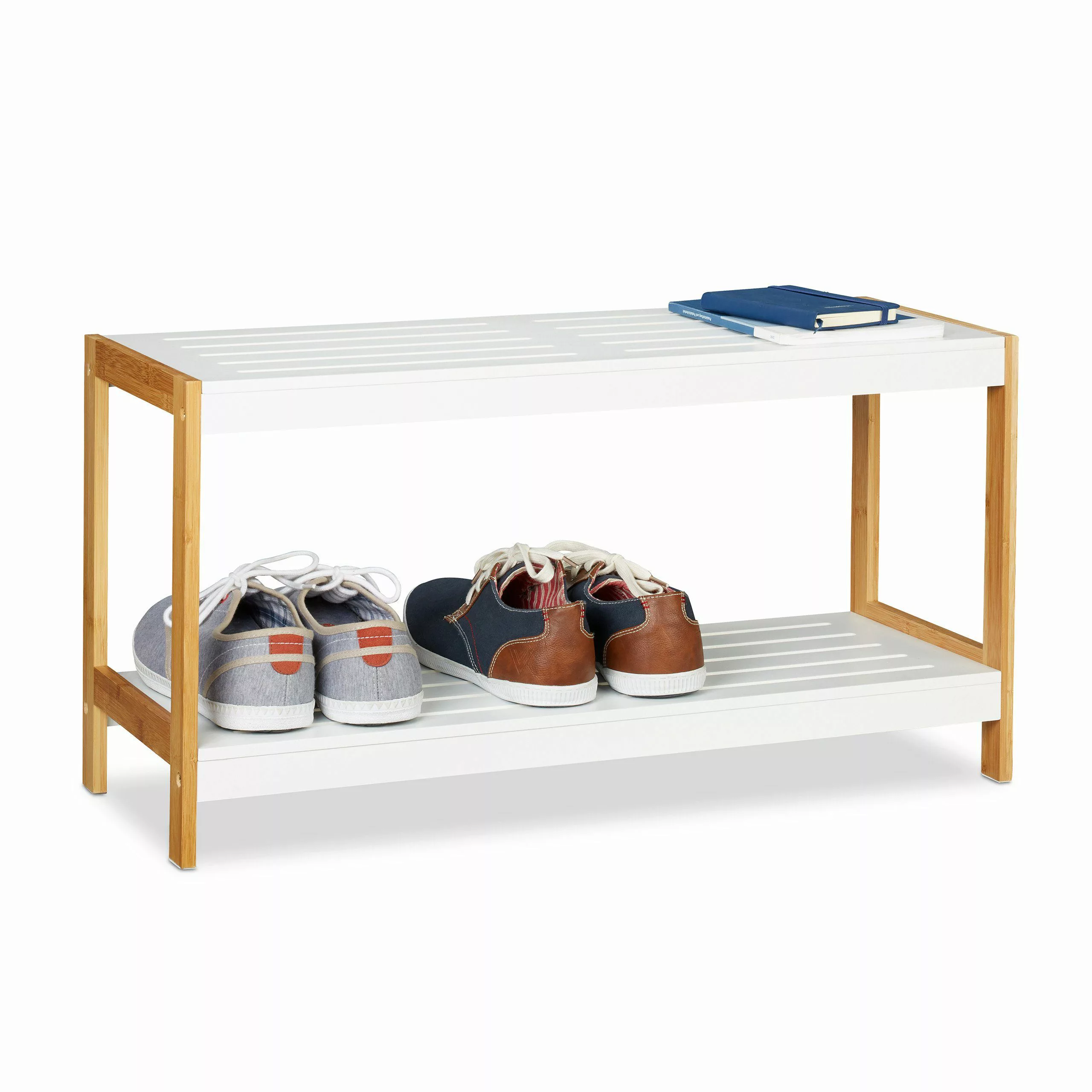 relaxdays Schuhregal Weiß Natur, 2 günstig online kaufen