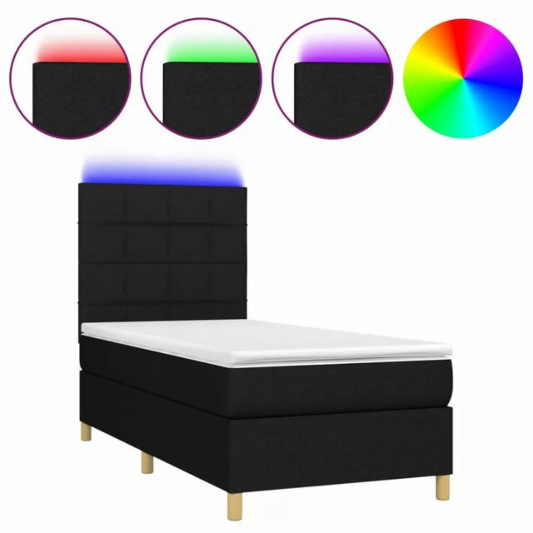 vidaXL Boxspringbett (90 x 190 cm, Quadrate, Schwarz), mit LED günstig online kaufen