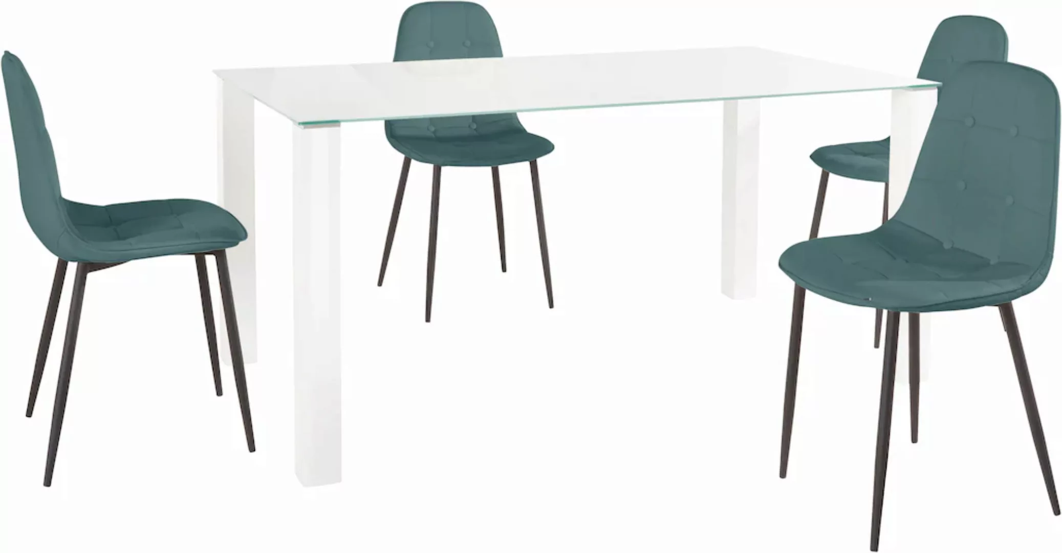 INOSIGN Essgruppe, (Set, 5 tlg.), mit Glastisch, Breite 160 cm günstig online kaufen