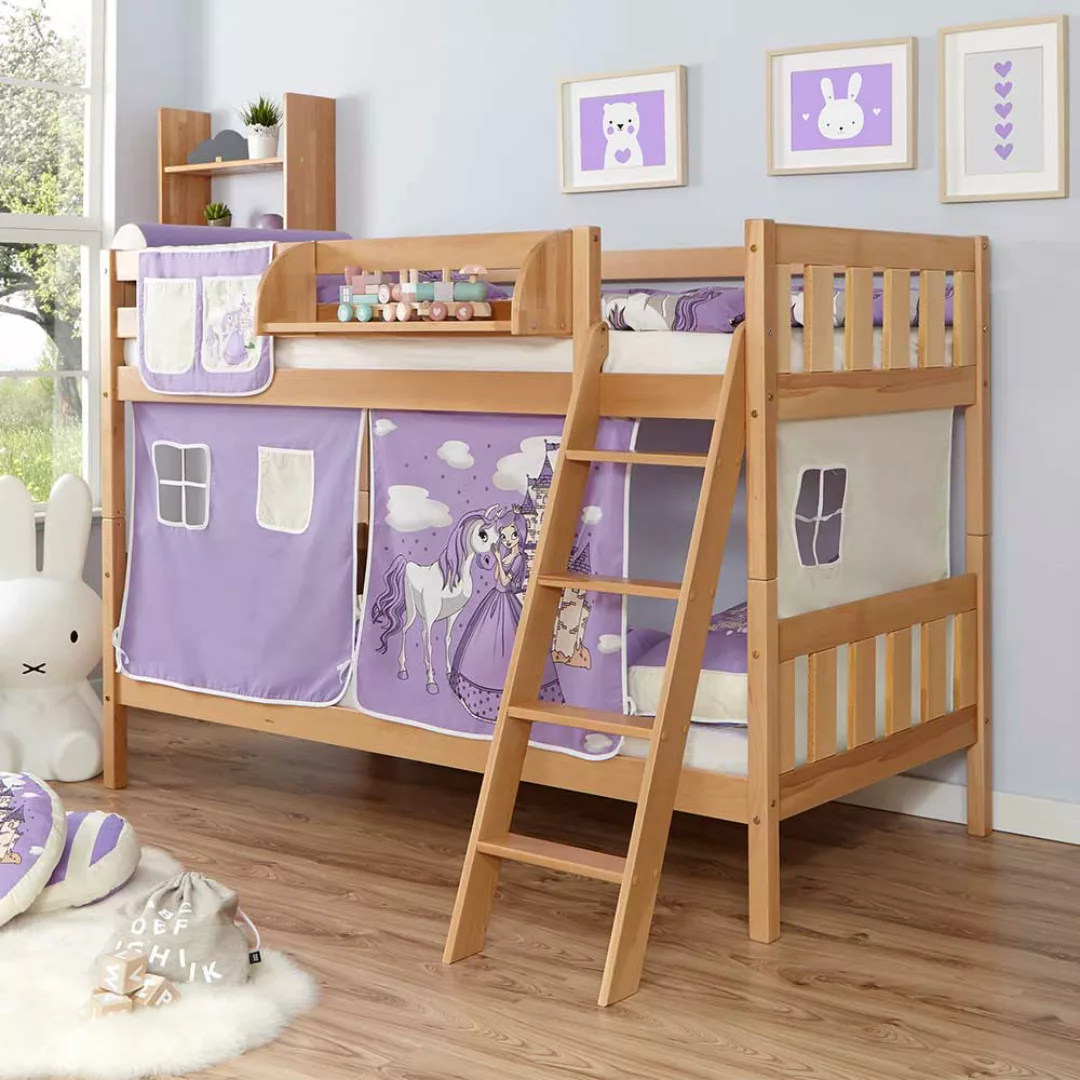 Kinderetagenbett mit Vorhang im Prinzessin Design Hängeregal günstig online kaufen