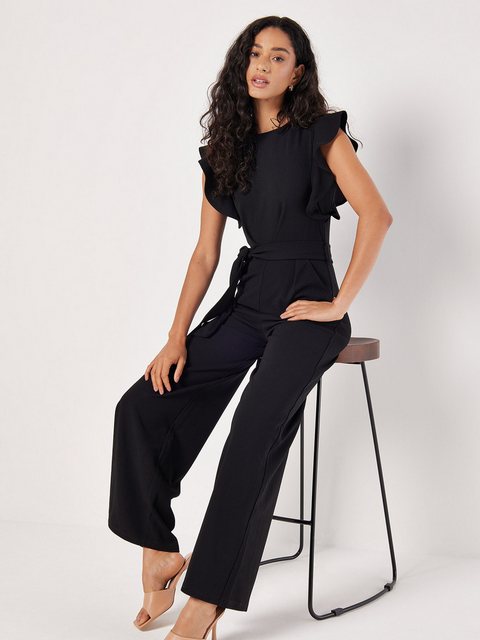 Apricot Jumpsuit mit gerafften Ärmeln, (2-tlg., Stoffgürtel) mit Bindegürte günstig online kaufen