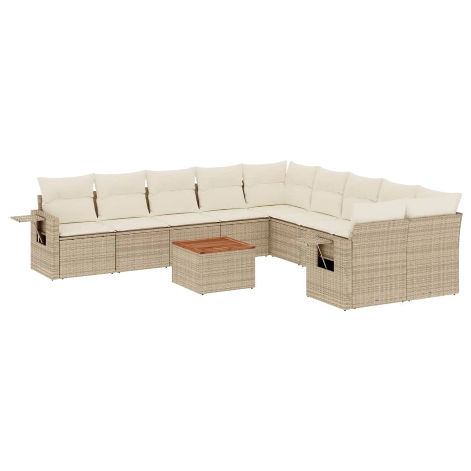 vidaXL 11-Tlg Garten-Sofagarnitur mit Kissen Beige Poly Rattan 3257087 günstig online kaufen