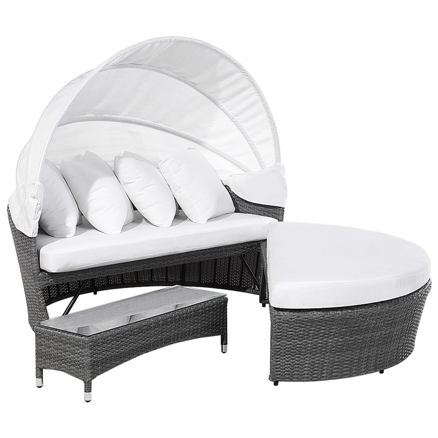 Beliani Sonneninsel Grau Weiss 150x158x138 günstig online kaufen