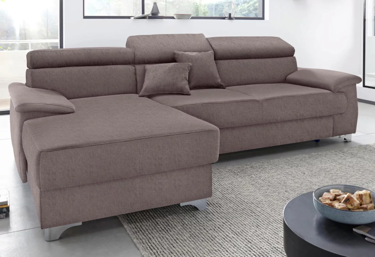 DOMO collection Ecksofa "Mira, inklusive Kopfteilverstellung für mehr Wohlf günstig online kaufen