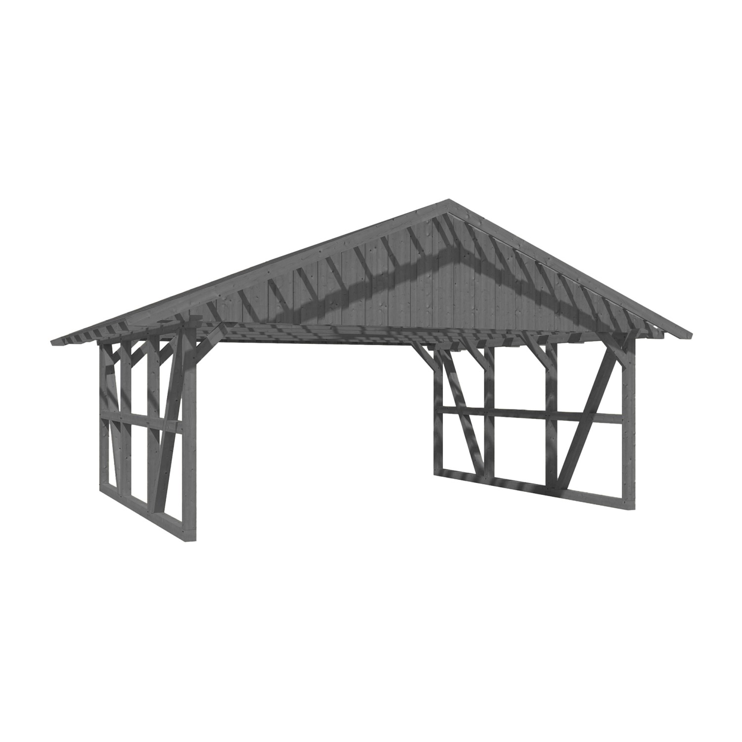 Skan Holz Carport Schwarzwald mit Dachlattung 684 x 600 cm Grau günstig online kaufen