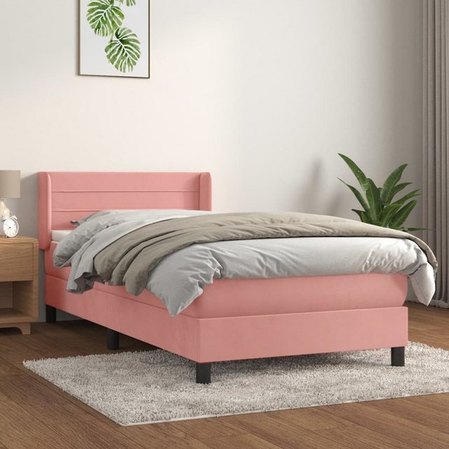 Vidaxl Boxspringbett Mit Matratze Rosa 100x200 Cm Samt günstig online kaufen