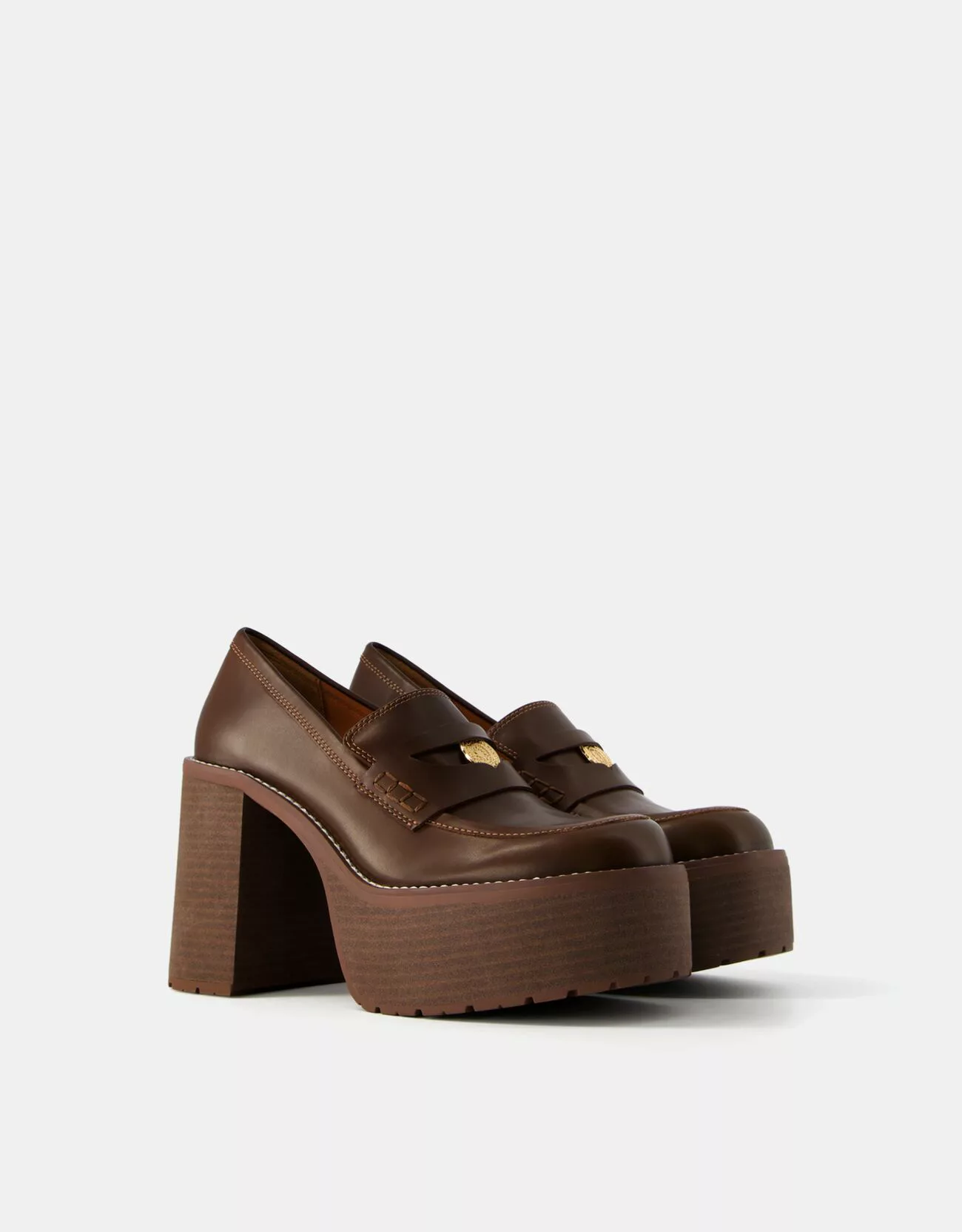 Bershka Loafer Mit Plateau-Absatz Damen 41 Braun günstig online kaufen