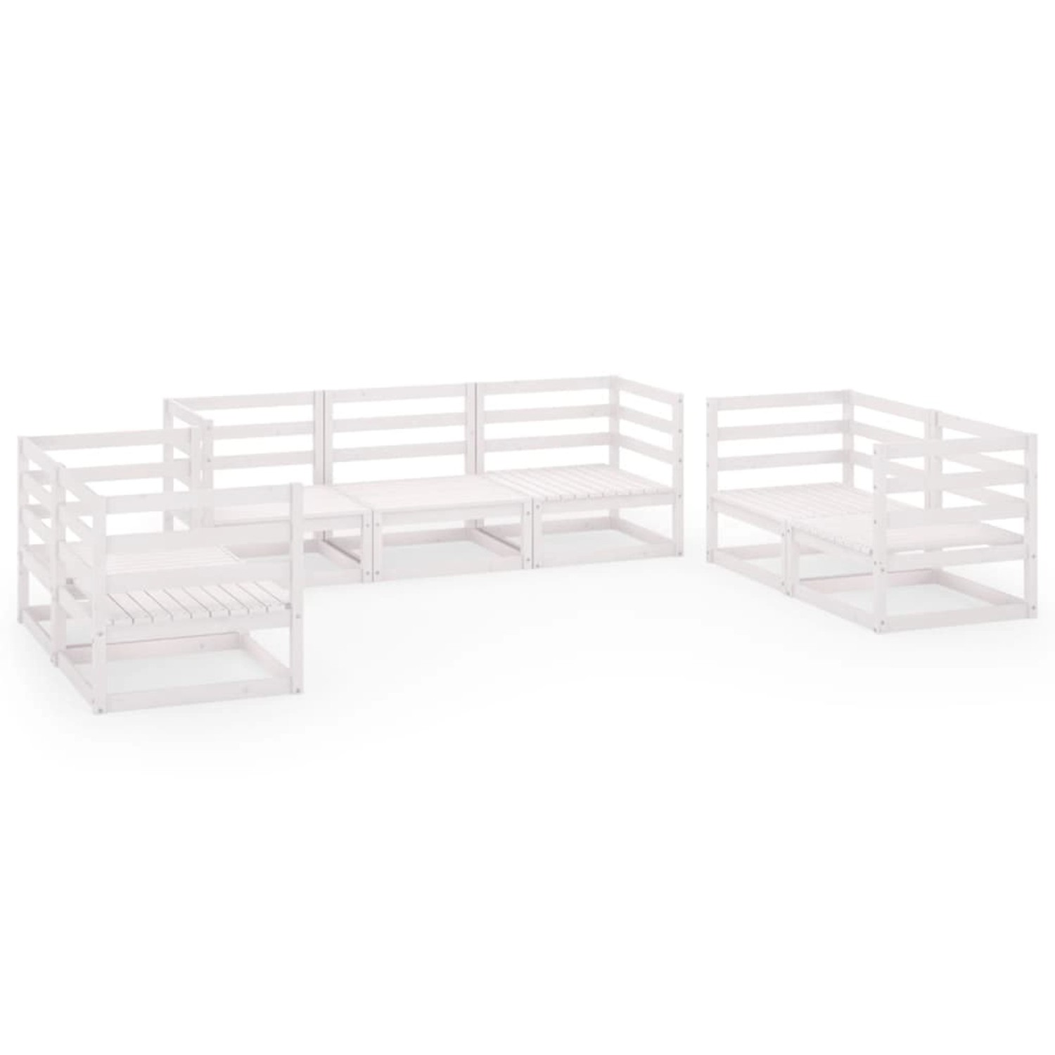 vidaXL 7-Tlg Garten-Lounge-Set Weiß Massivholz Kiefer 3075450 günstig online kaufen