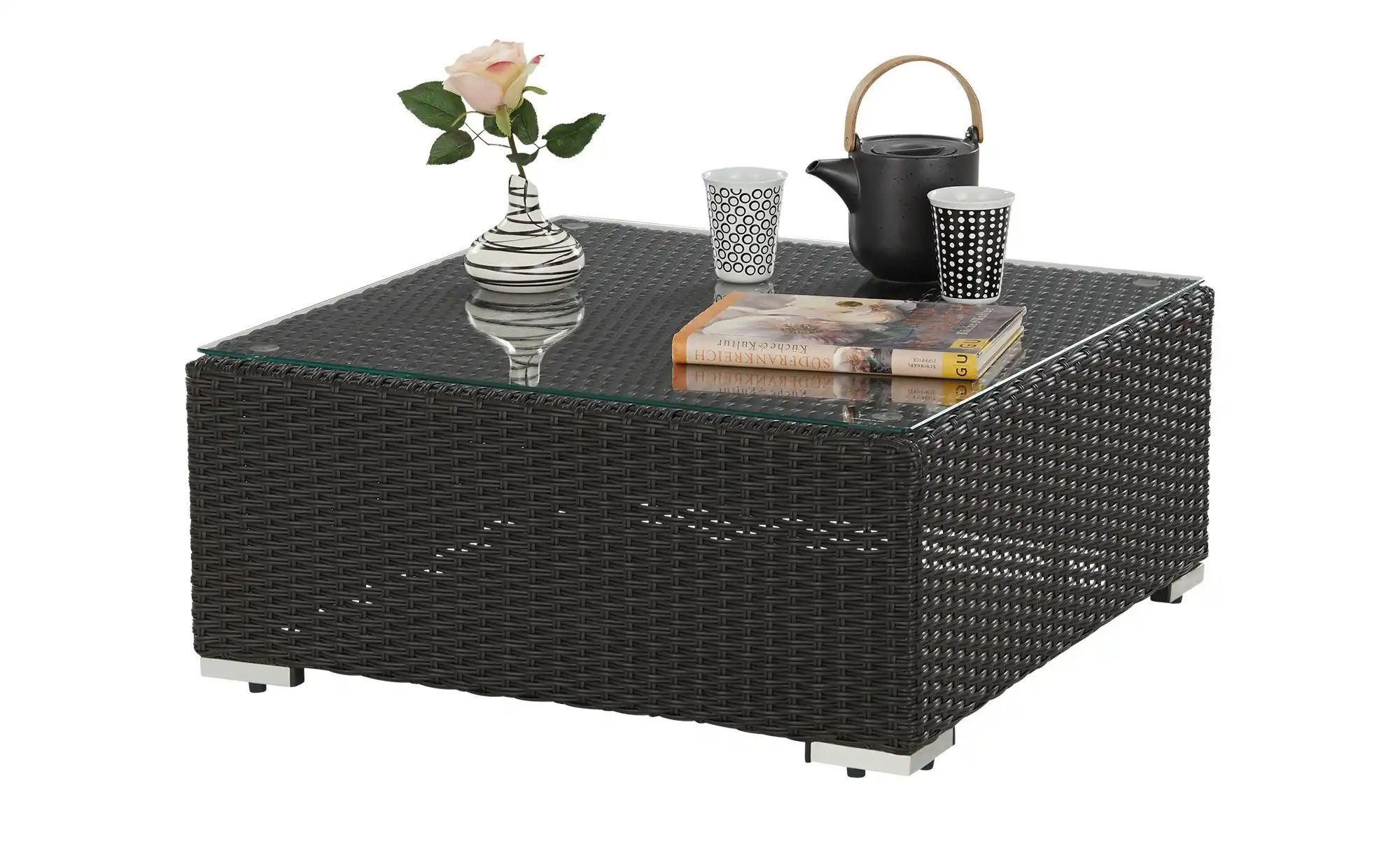 Loungetisch mit Glasplatte Casablanca ¦ grau ¦ Maße (cm): B: 73 H: 31 T: 73 günstig online kaufen