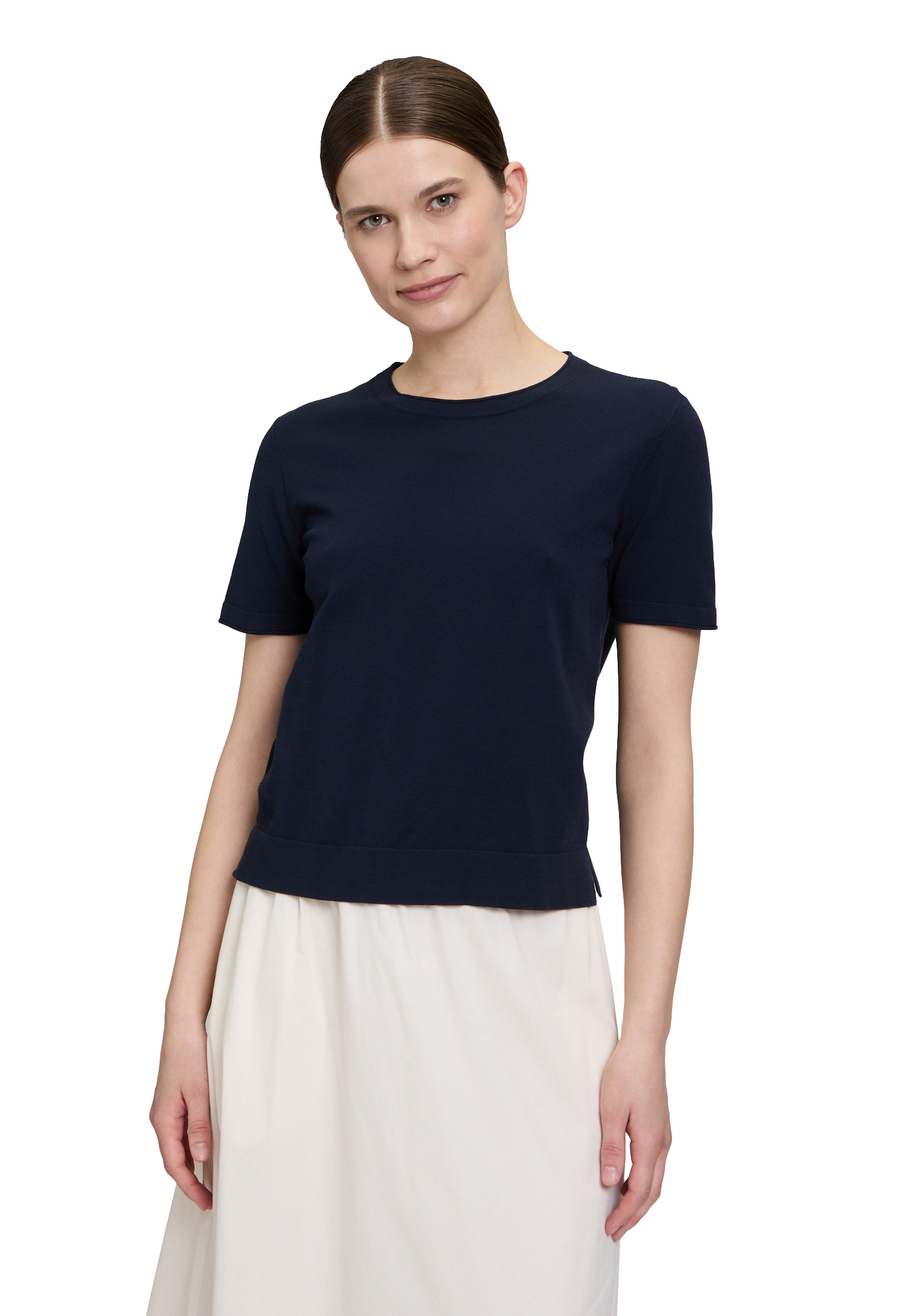 Vera Mont Kurzarmshirt "Vera Mont Damen Feinstrickpullover mit Rundhalsauss günstig online kaufen
