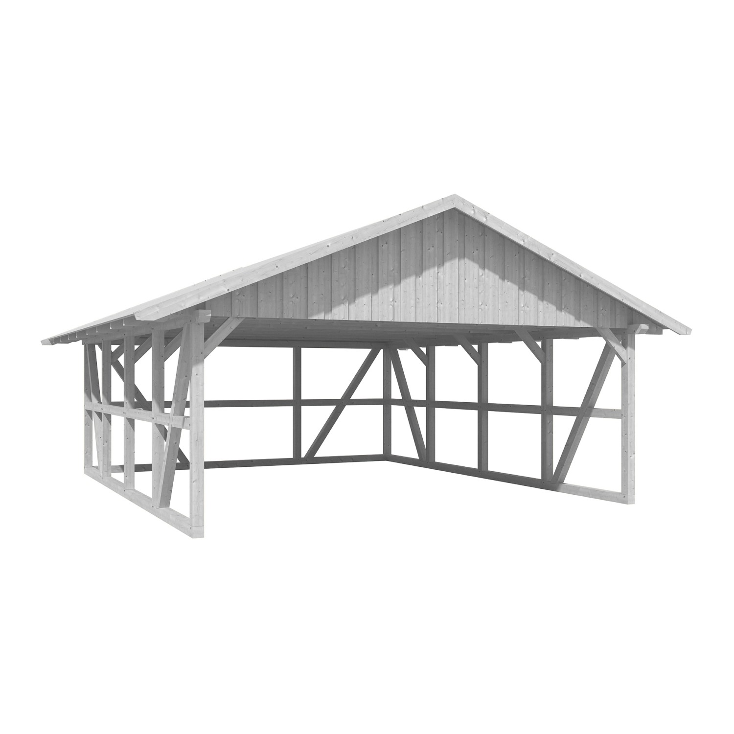 Skan Holz Carport Schwarzwald m. Dachschalung u. Rückwand 684 x 772 cm Weiß günstig online kaufen