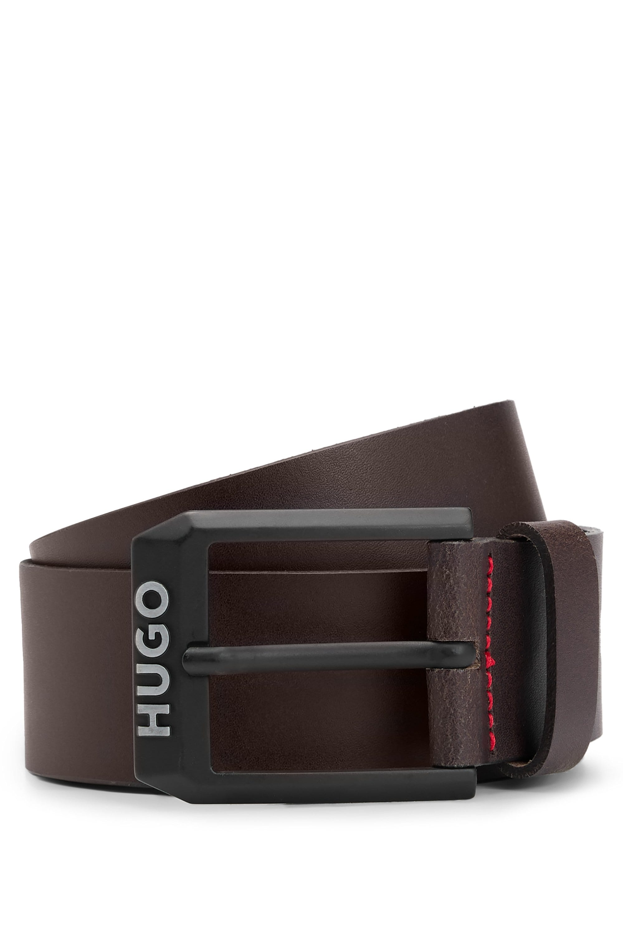 HUGO Ledergürtel "Gelio-B Sz40", HUGO Markenlabel, rote Ziehnaht günstig online kaufen