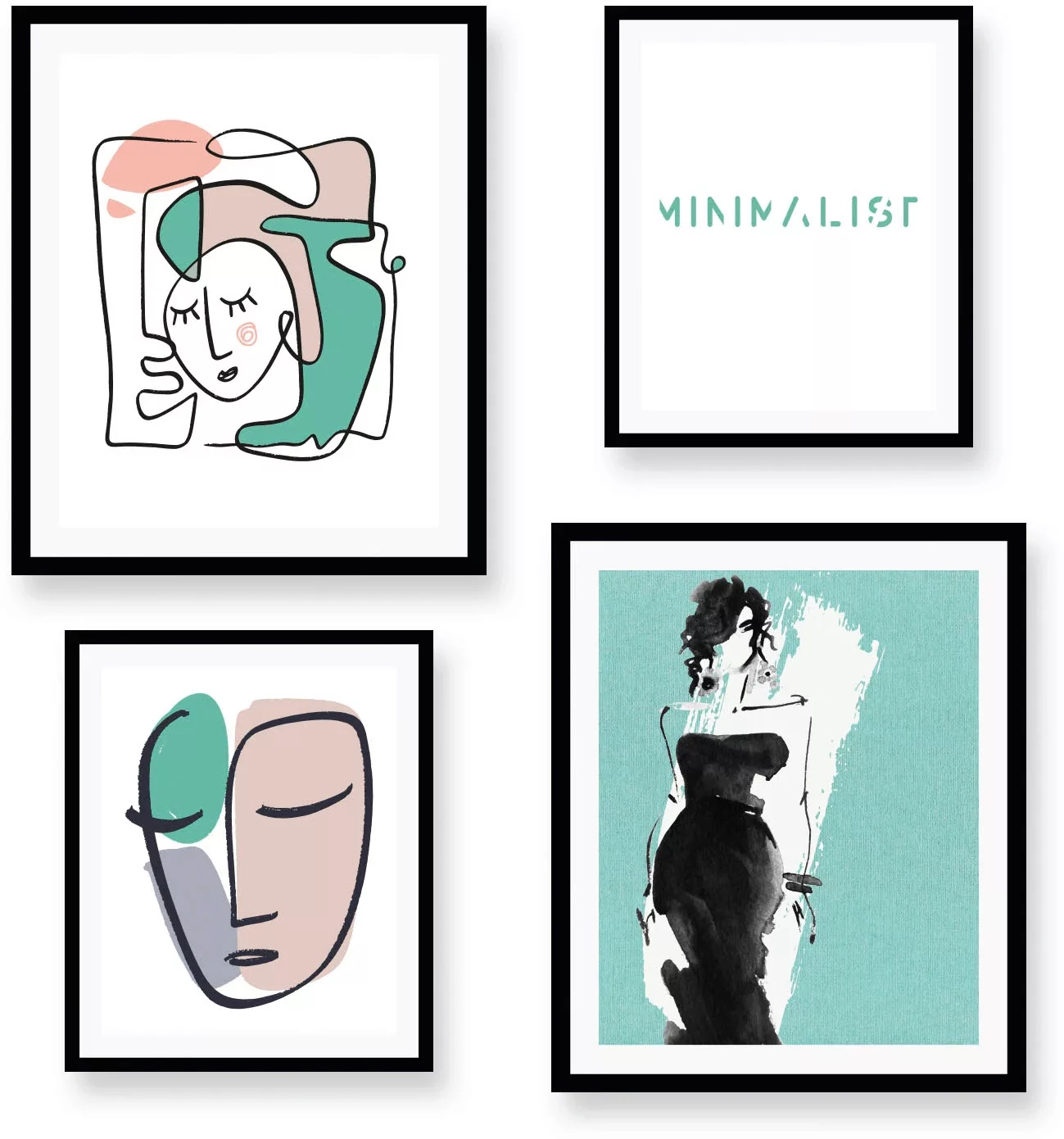 queence Bild "Minimalist", Abstrakt, (4 St.), gerahmt günstig online kaufen