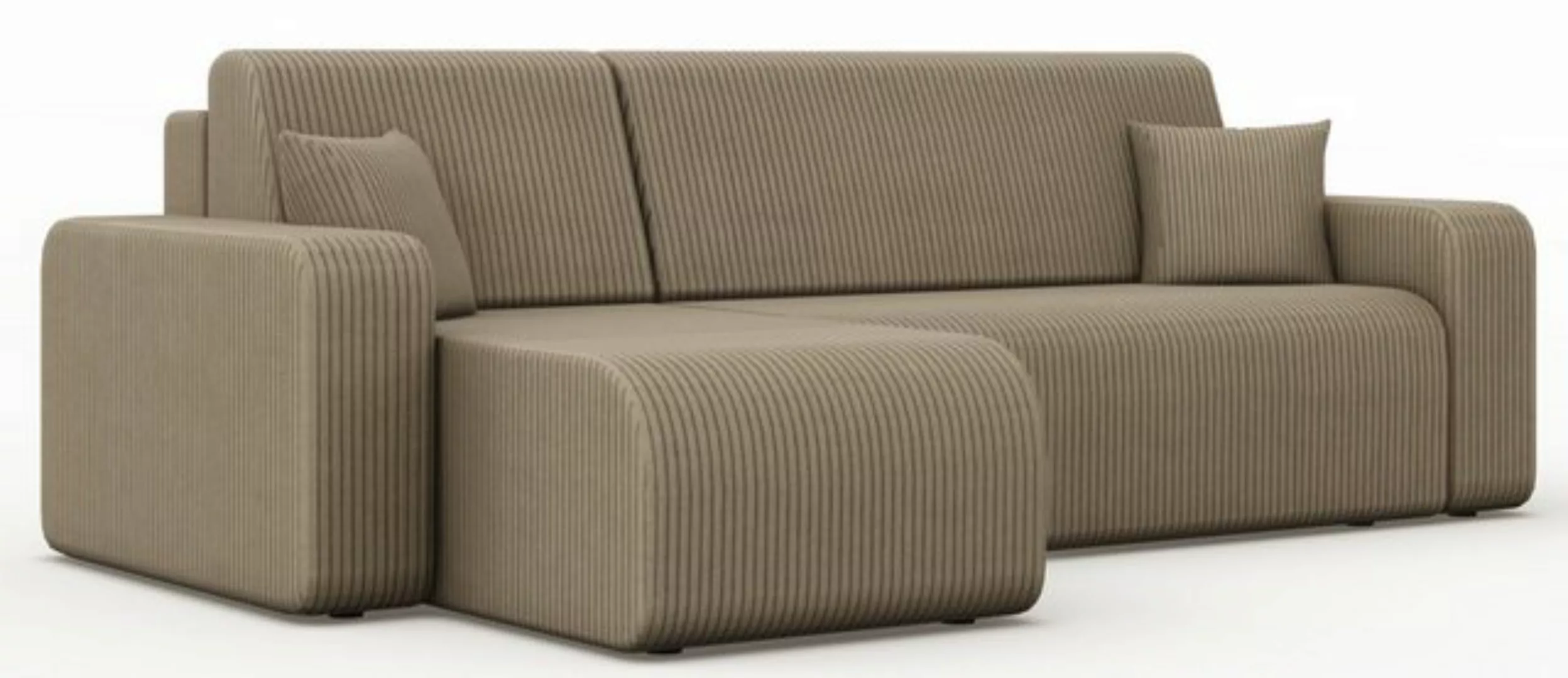 Compleo Ecksofa mit Schlaffunktion und Bettkasten JOLI Cordstoff, Breite: 2 günstig online kaufen