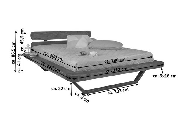 Loreno® Holzbett Evora, massives Fichtenholz, honigfarben, abgerundetes Kop günstig online kaufen