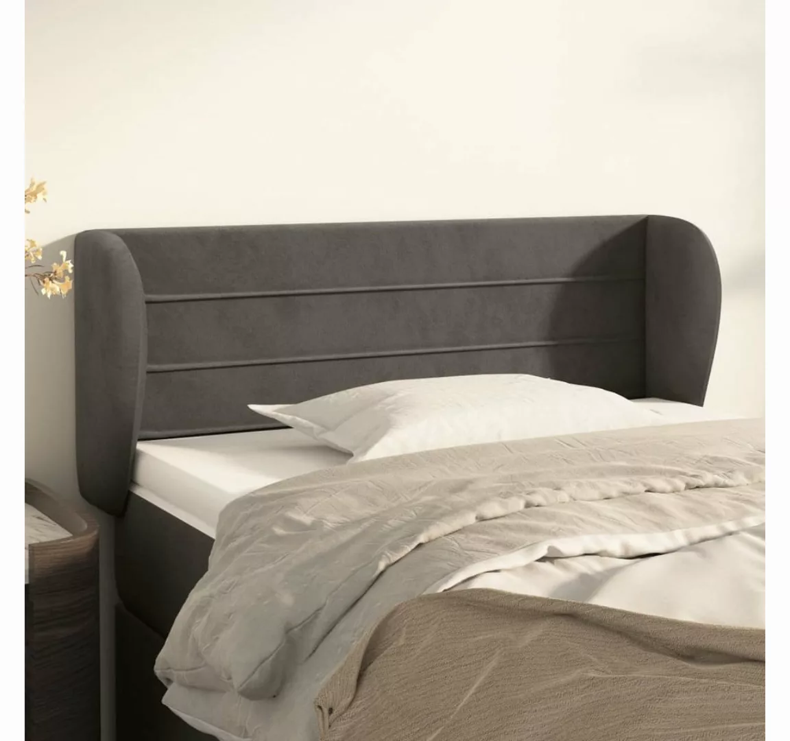 vidaXL Bett, Kopfteil mit Ohren Dunkelgrau 93x23x78/88 cm Samt günstig online kaufen