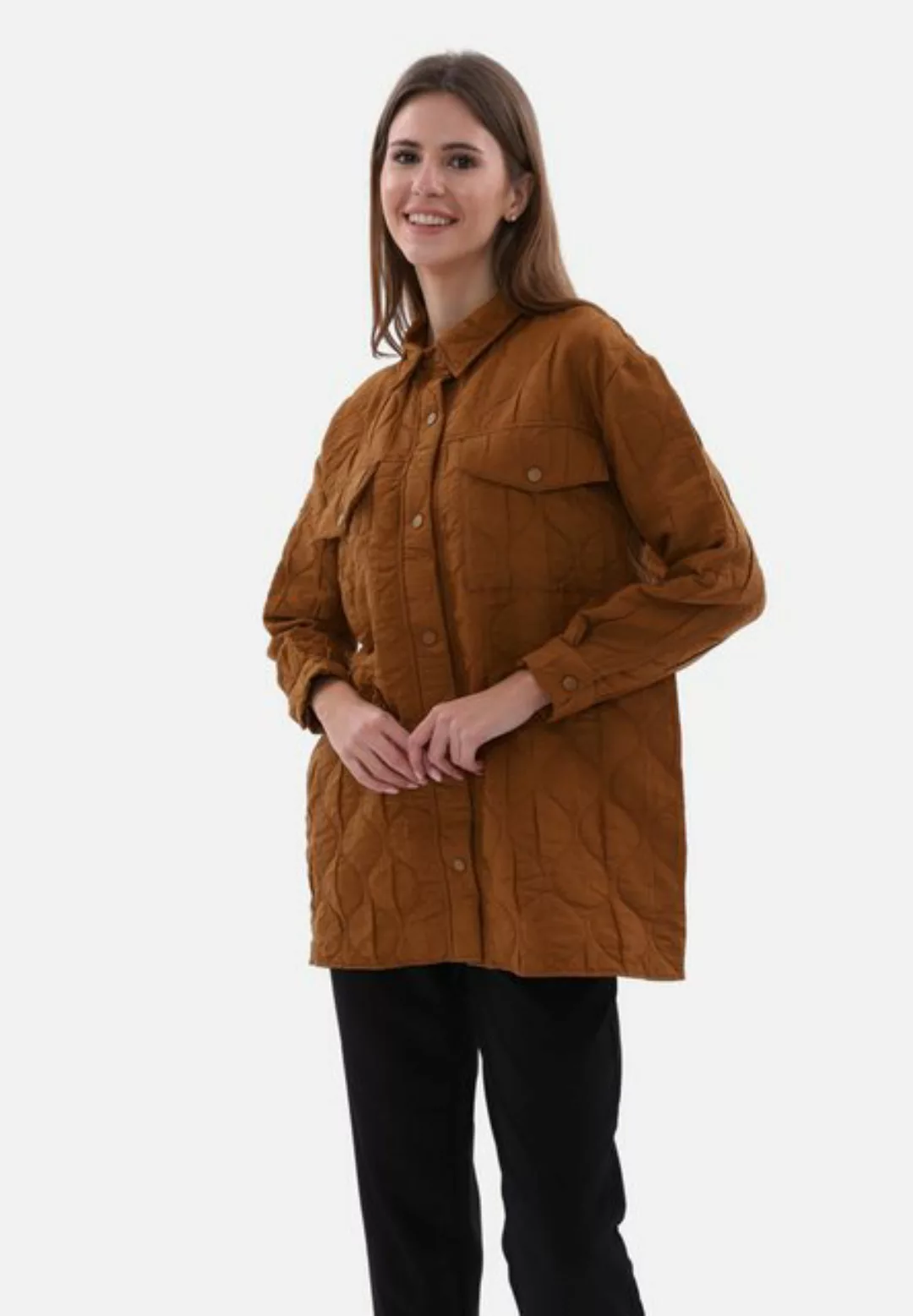 COFI Casuals Hemdjacke Damen Hemdjacke Stylische One-Size Damenjacke mit Kr günstig online kaufen