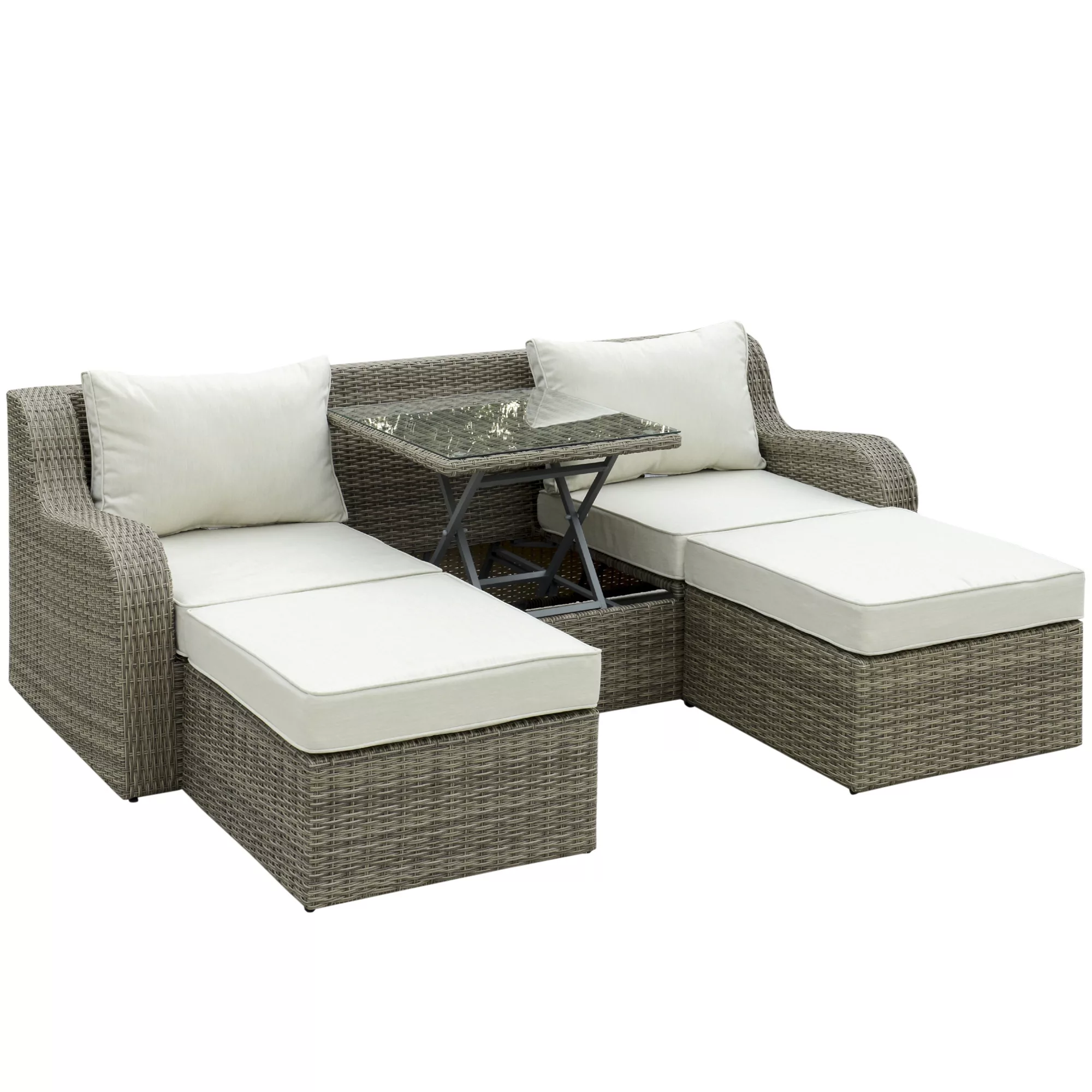 Outsunny 3-tlg. Polyrattan Gartenmöbel Set Gartengarnitur Loungeset Loungem günstig online kaufen