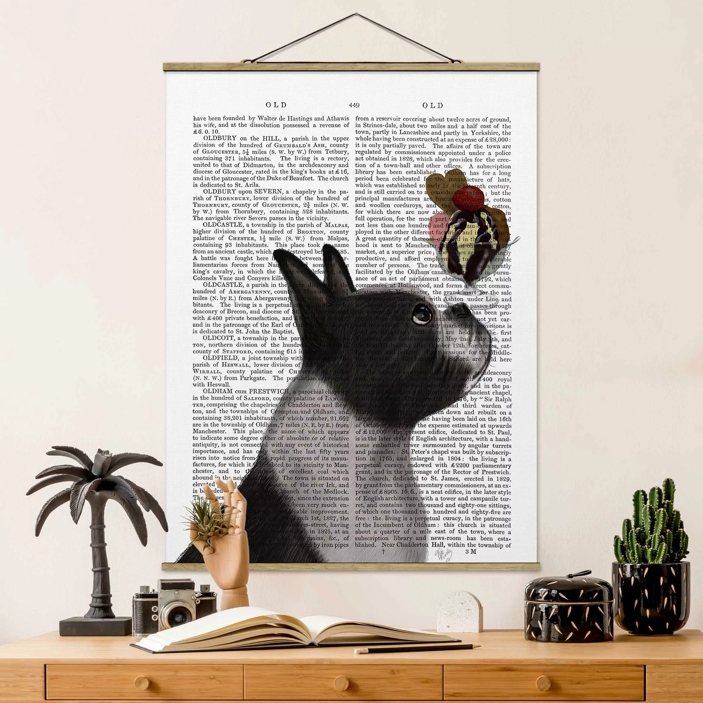 Stoffbild Buchstaben mit Posterleisten - Hochformat Tierlektüre - Terrier m günstig online kaufen